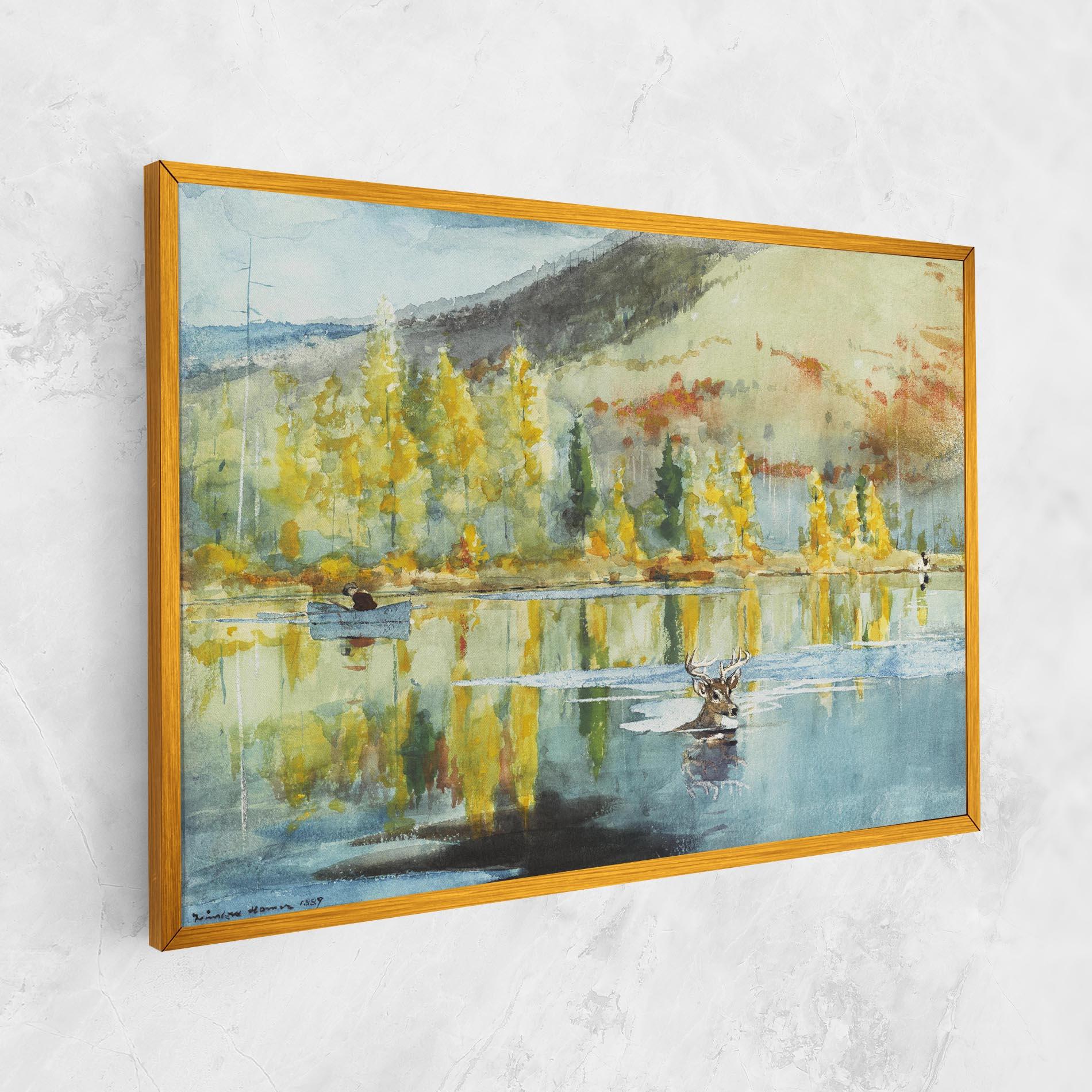 Tablou Canvas Trees Painting Lake mockup 1