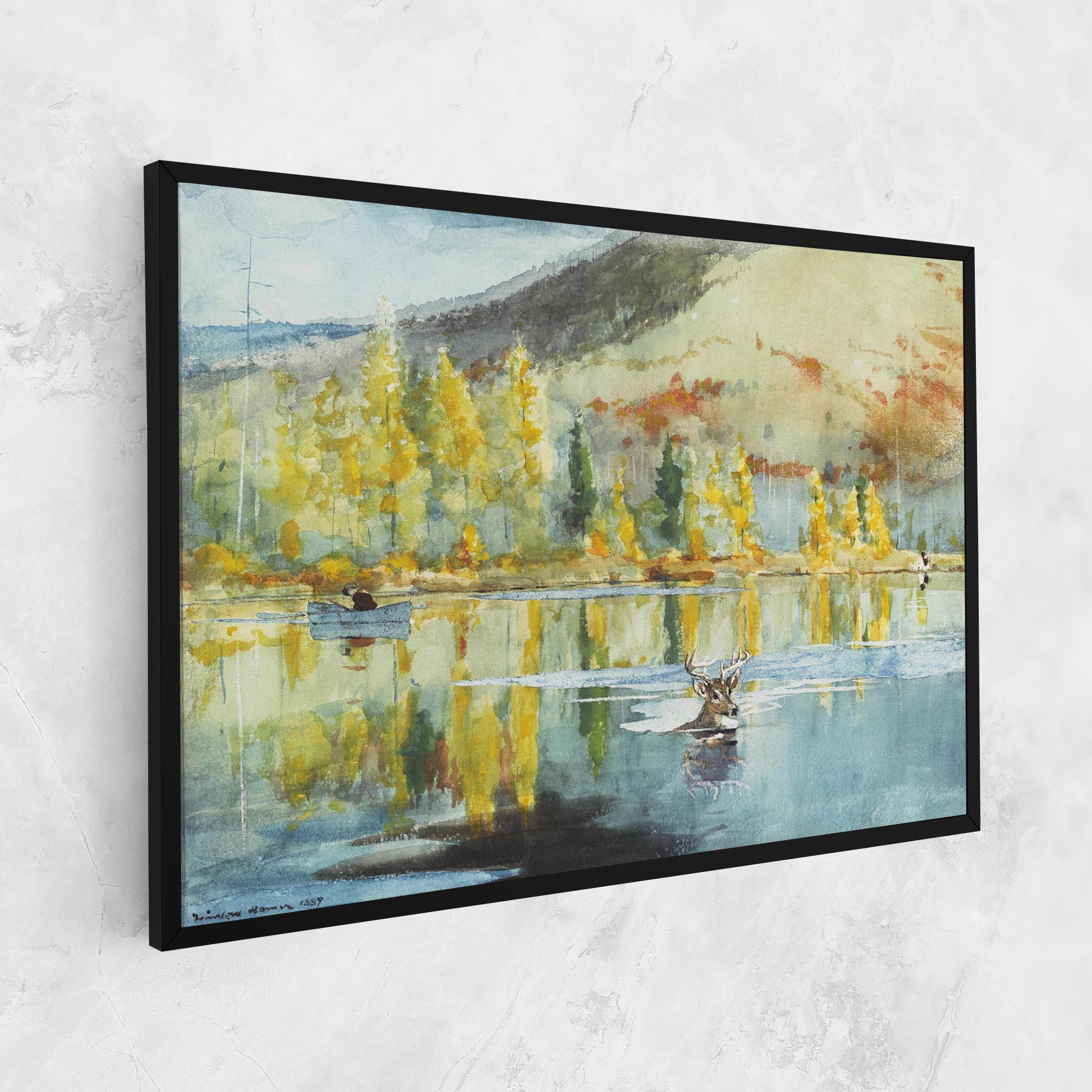 Tablou Canvas Trees Painting Lake mockup 1