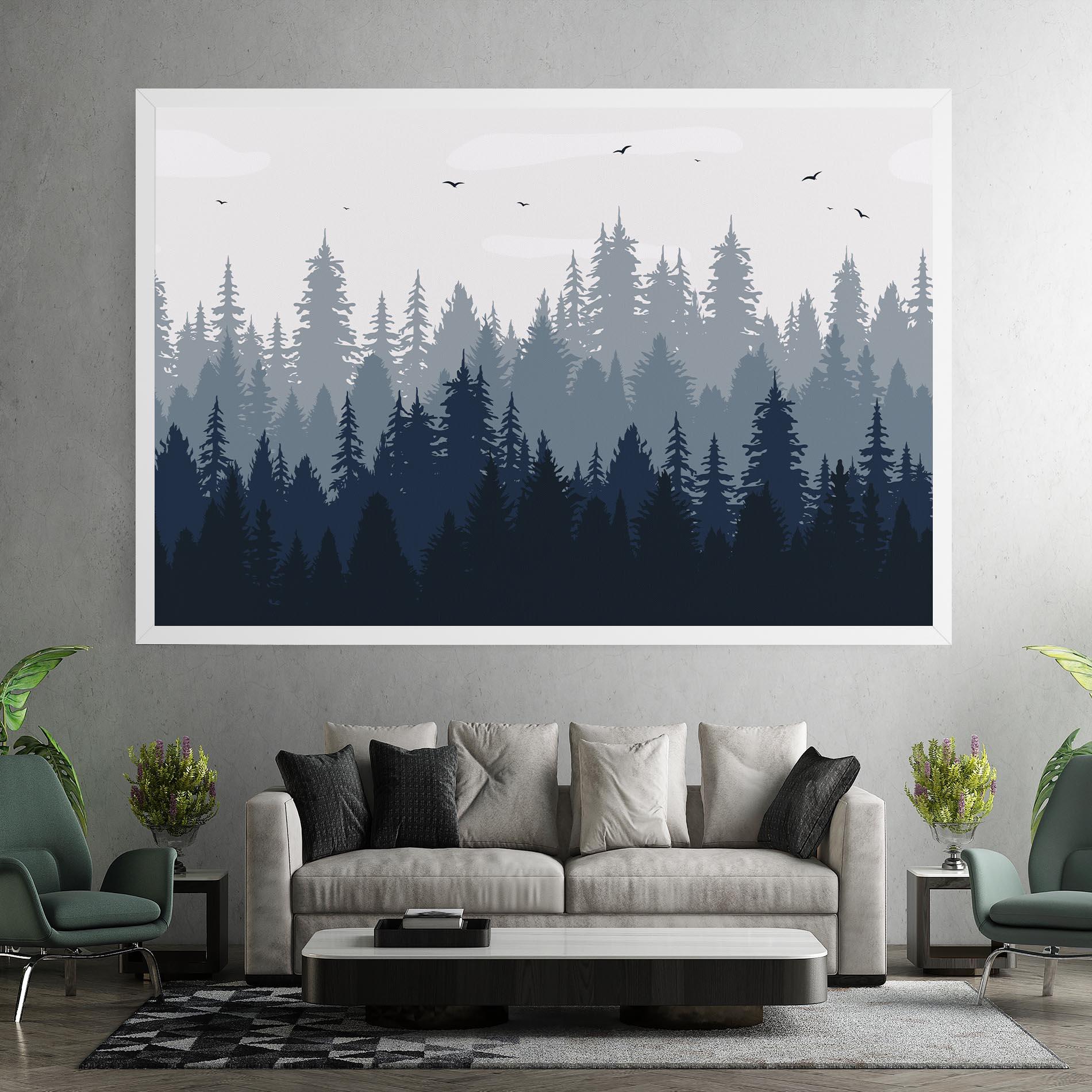Tablou Canvas Foggy Blue Forest mockup 7