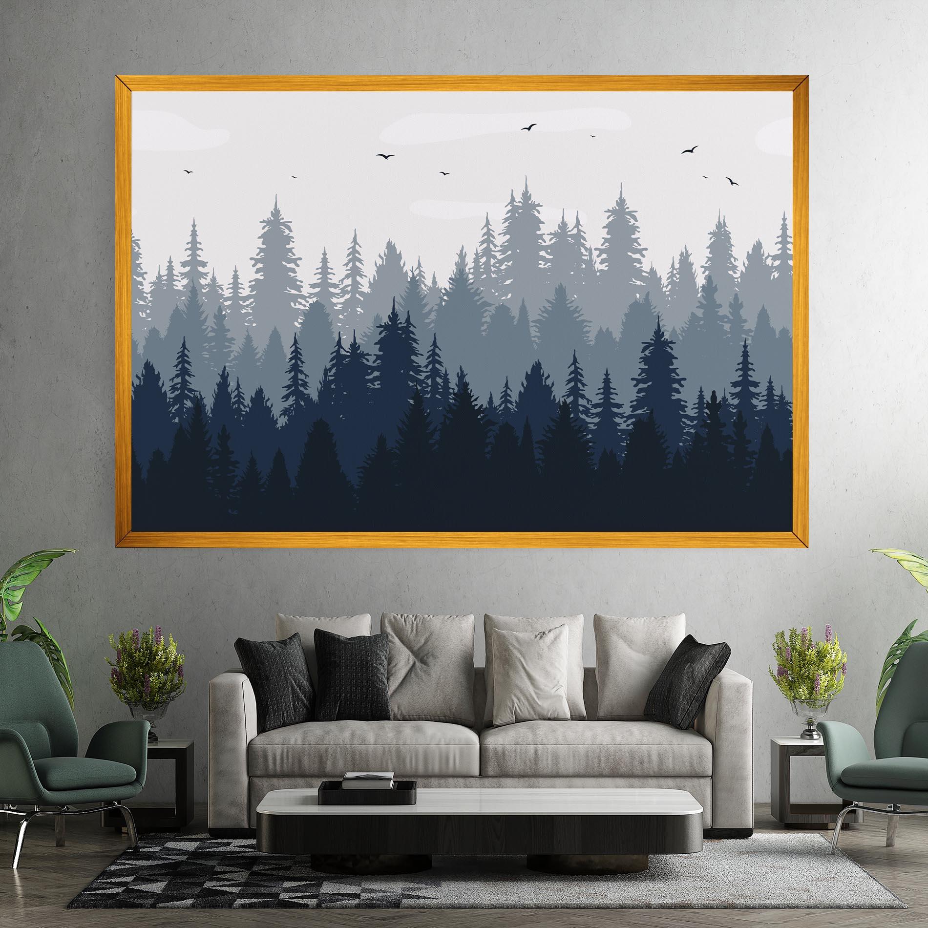 Tablou Canvas Foggy Blue Forest mockup 7