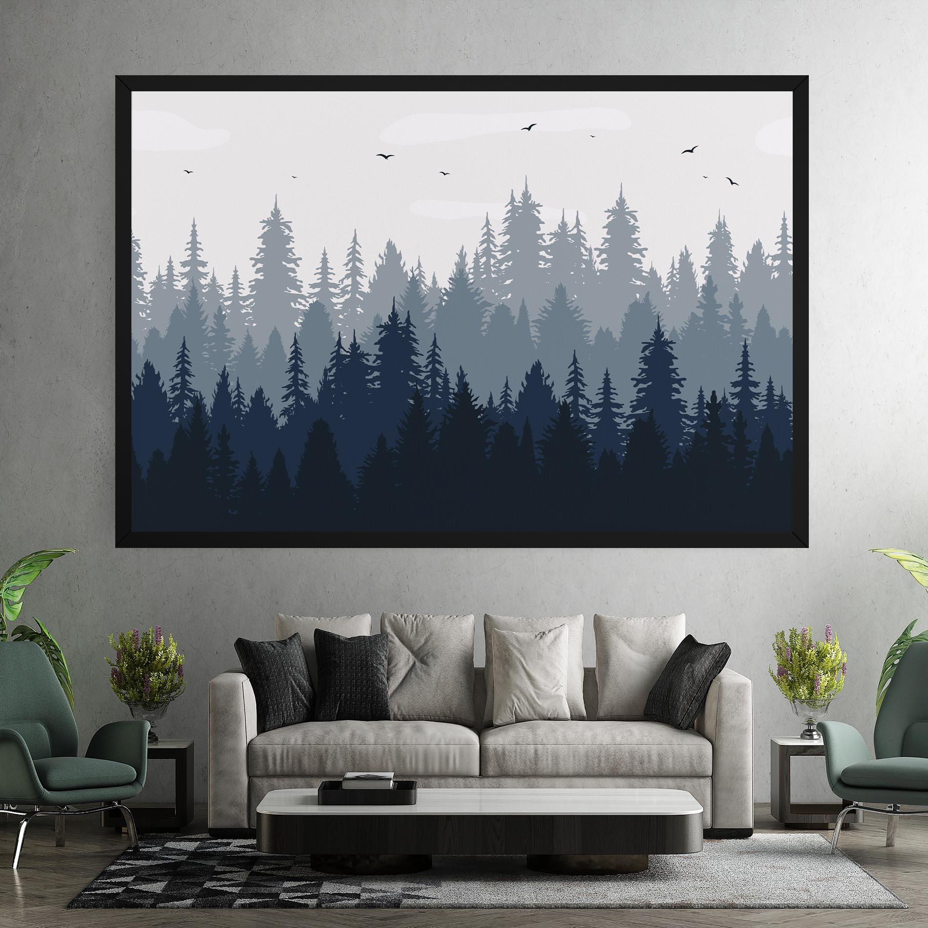 Tablou Canvas Foggy Blue Forest mockup 7