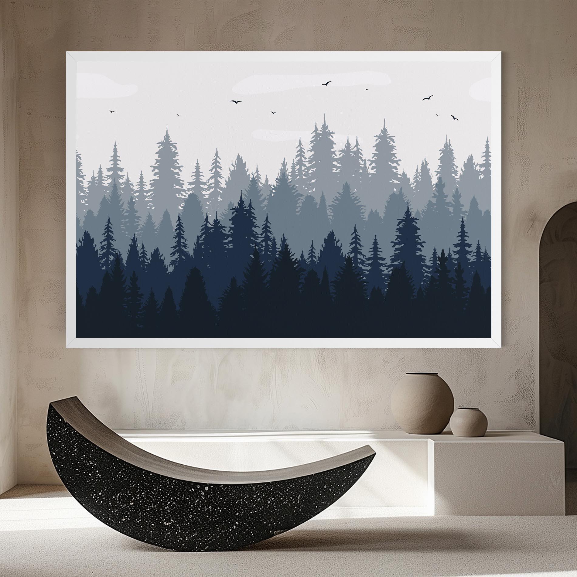 Tablou Canvas Foggy Blue Forest mockup 8