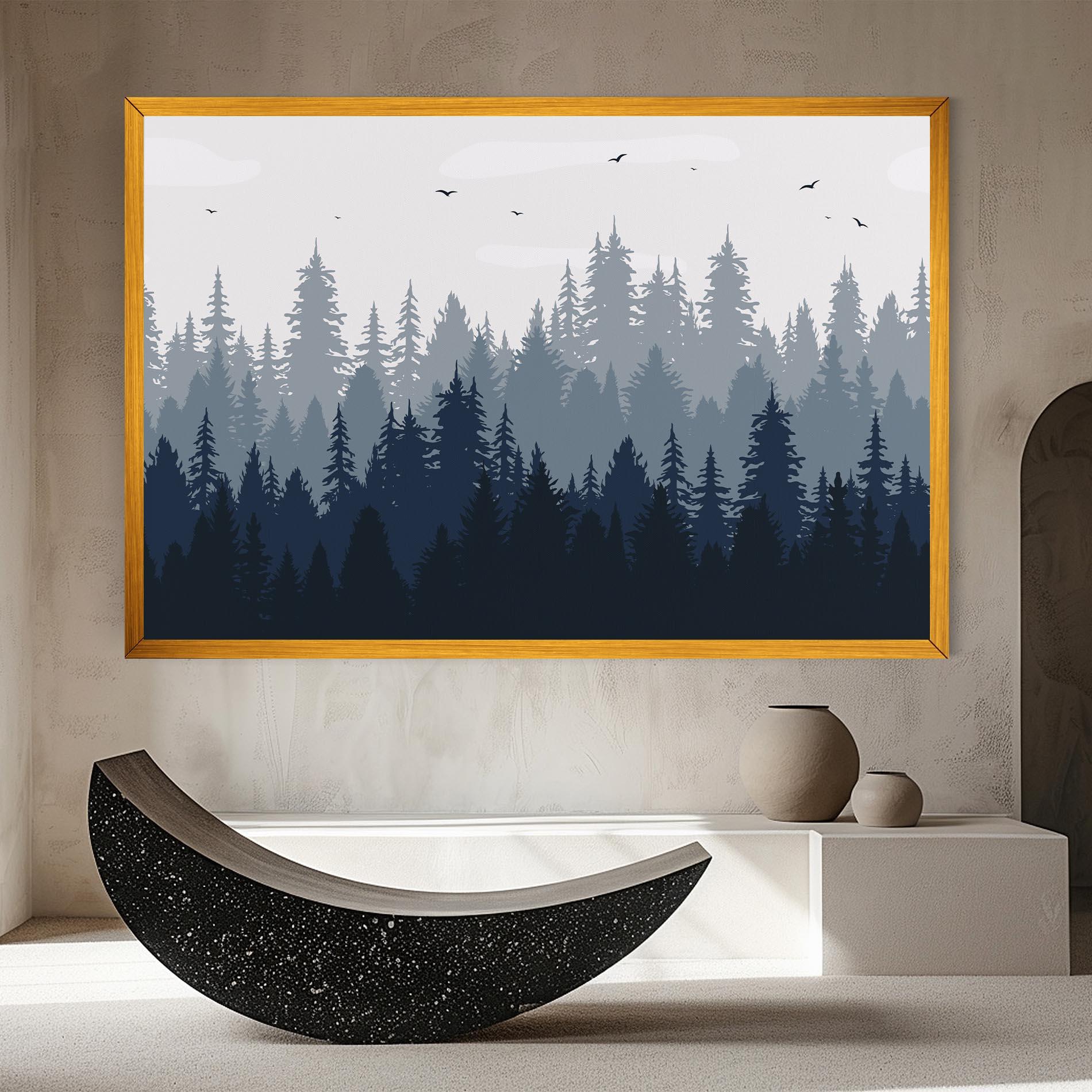 Tablou Canvas Foggy Blue Forest mockup 8