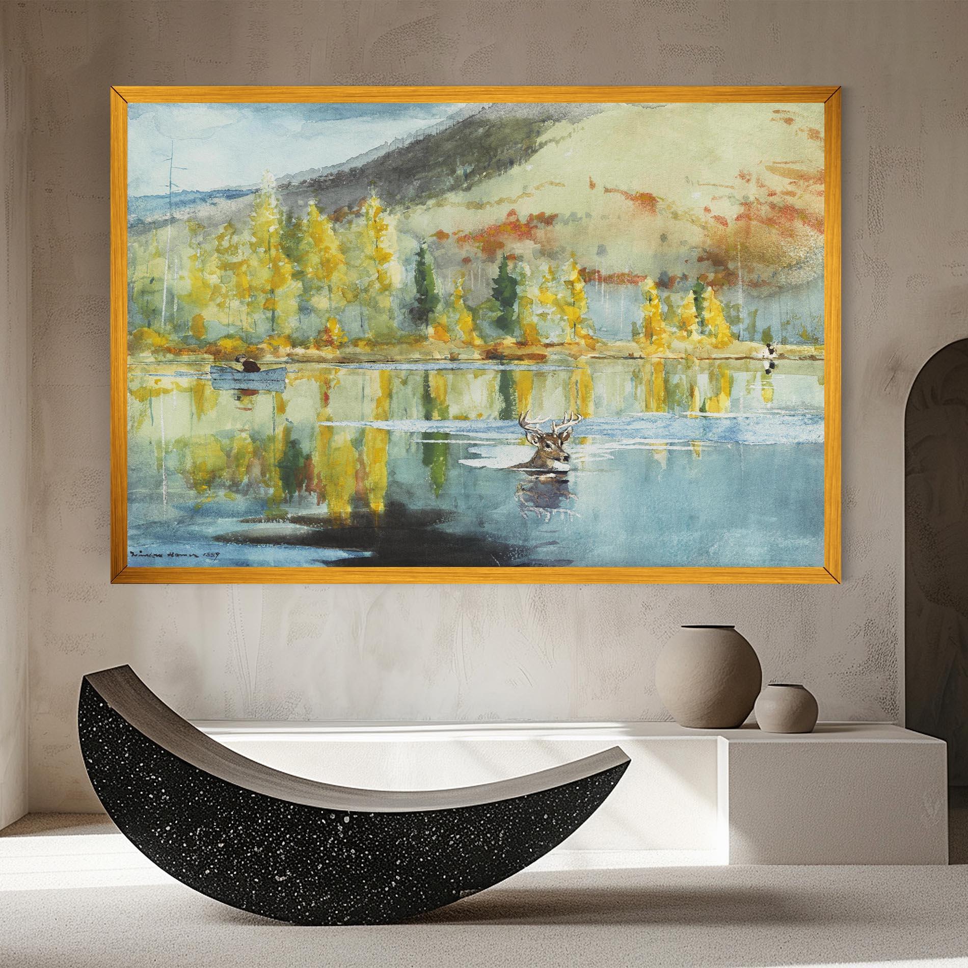 Tablou Canvas Trees Painting Lake mockup 8