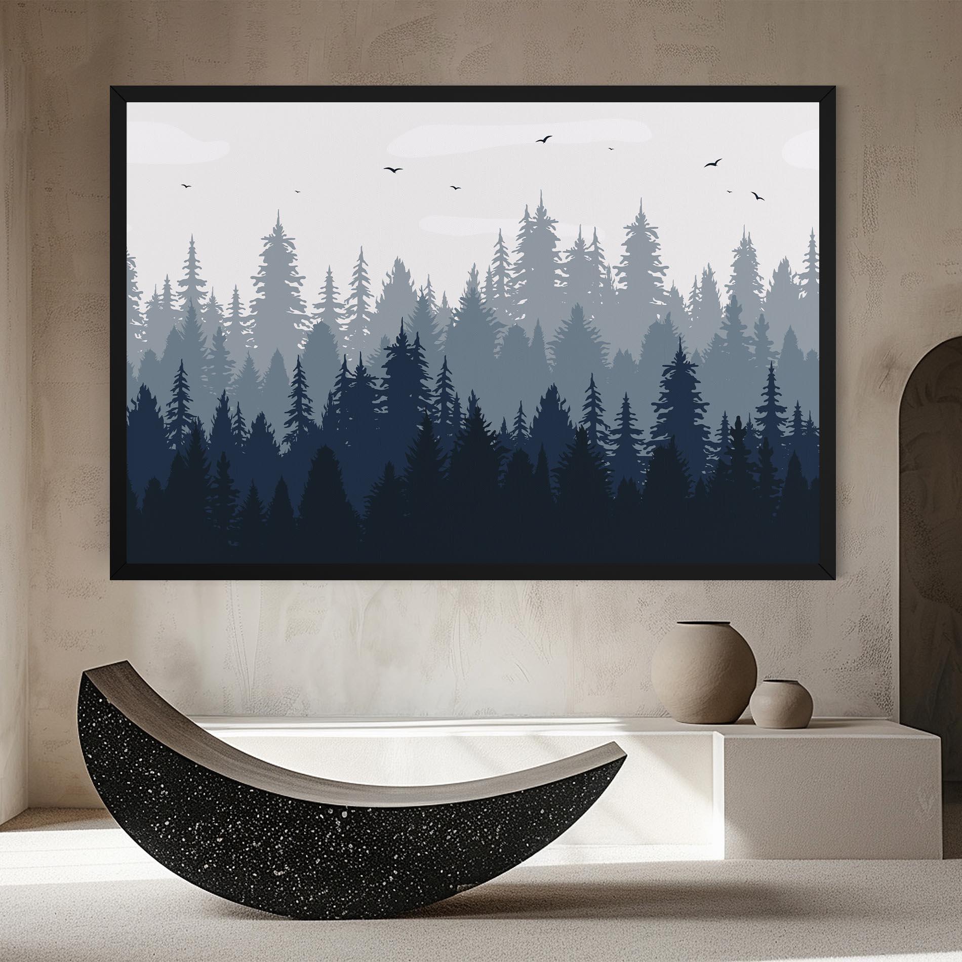Tablou Canvas Foggy Blue Forest mockup 8