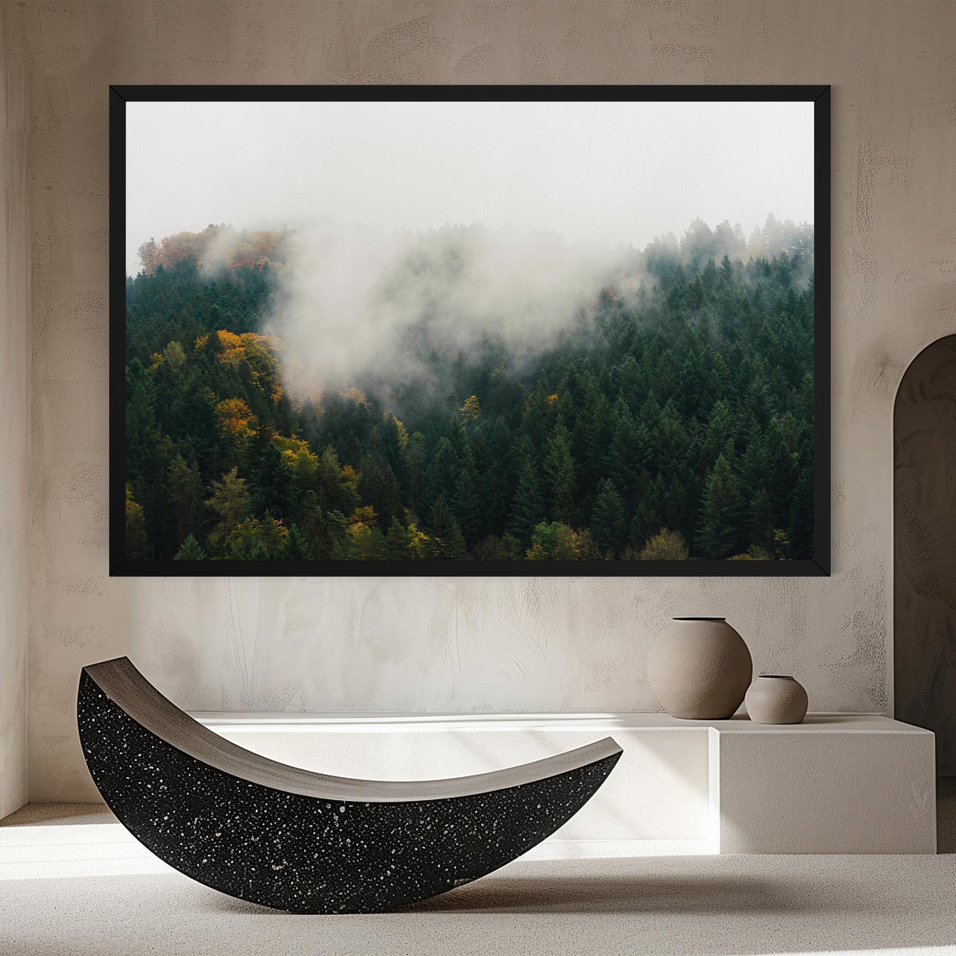 Tablou Canvas Foggy Tree Forest mockup 8