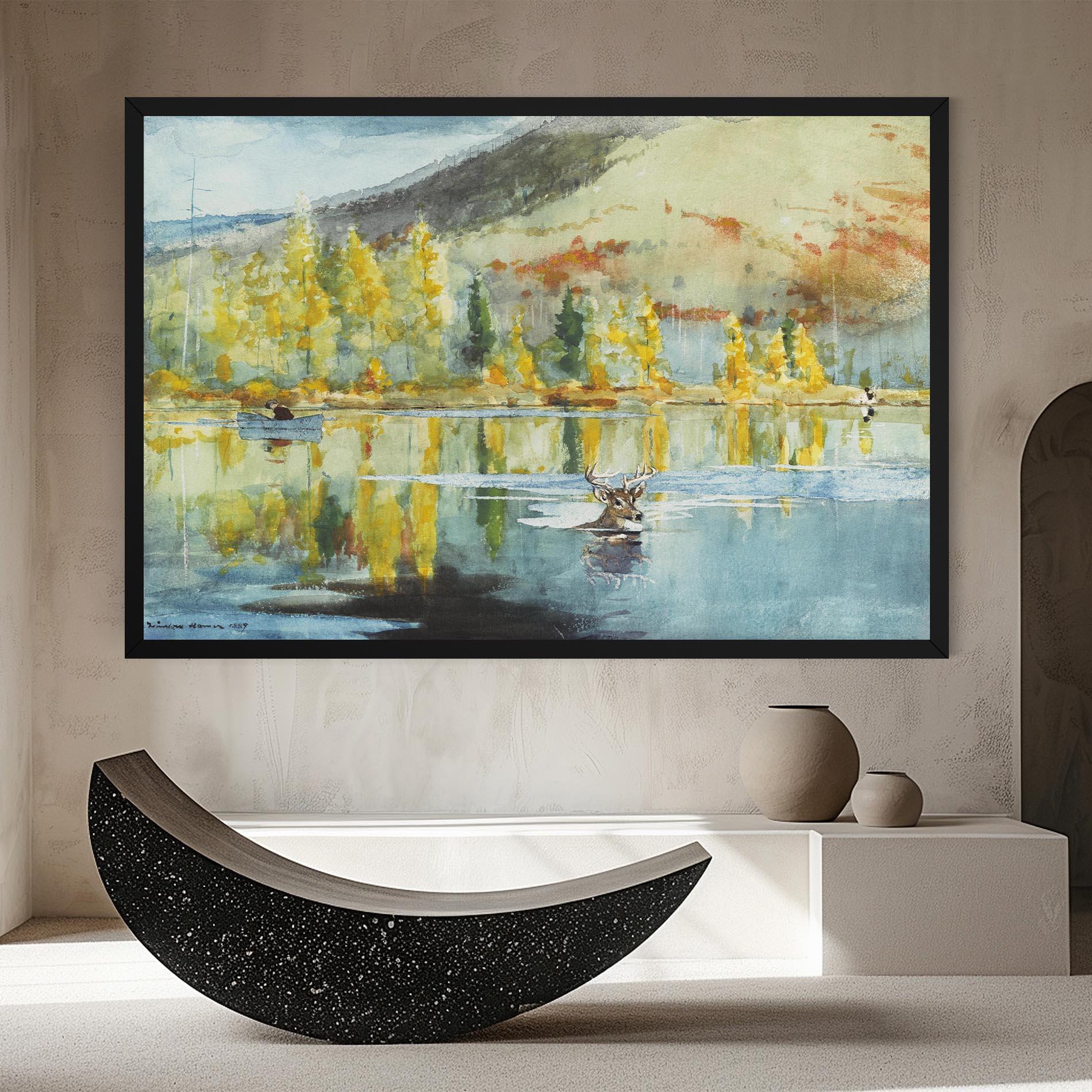 Tablou Canvas Trees Painting Lake mockup 8