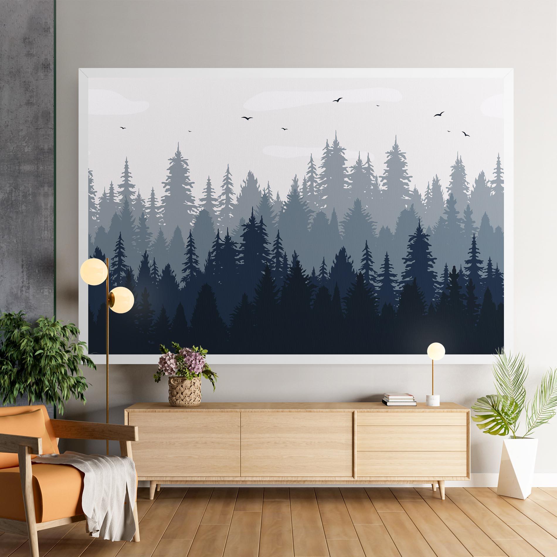 Tablou Canvas Foggy Blue Forest mockup 9