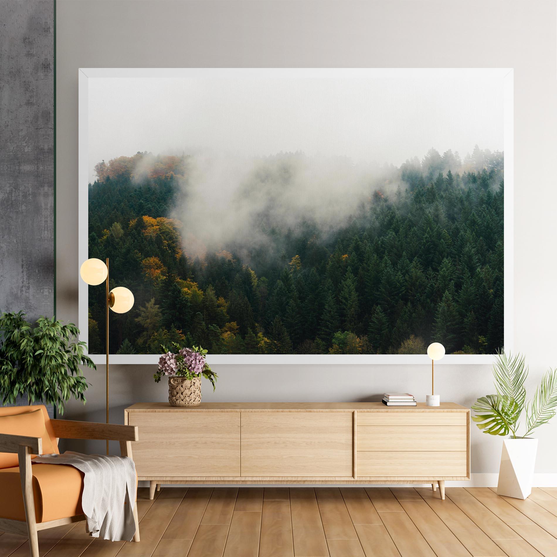 Tablou Canvas Foggy Tree Forest mockup 9