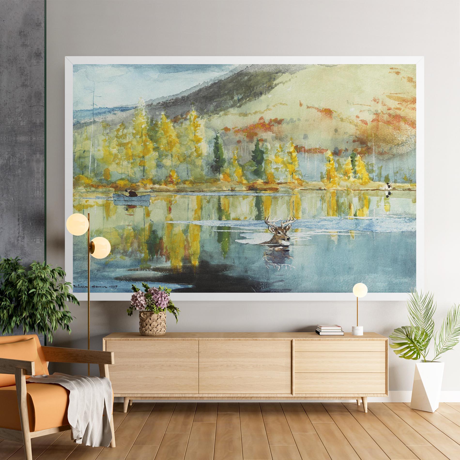 Tablou Canvas Trees Painting Lake mockup 9