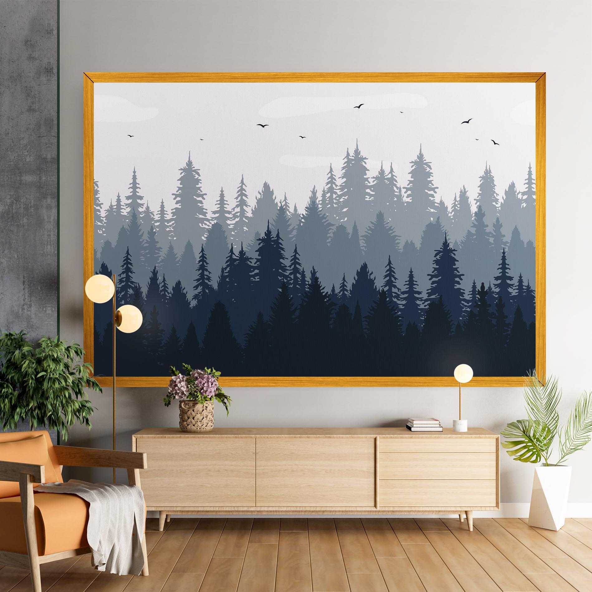 Tablou Canvas Foggy Blue Forest mockup 9