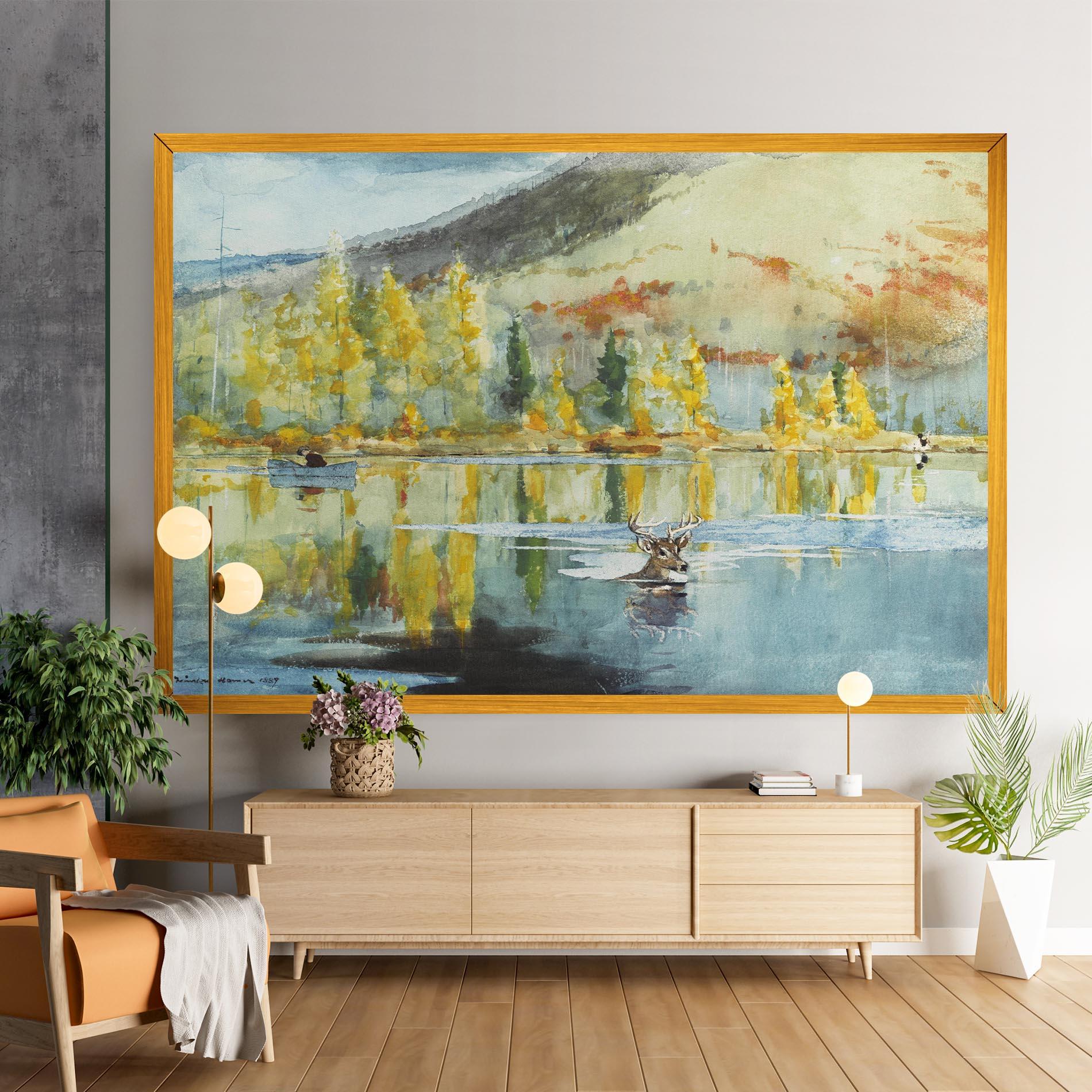 Tablou Canvas Trees Painting Lake mockup 9