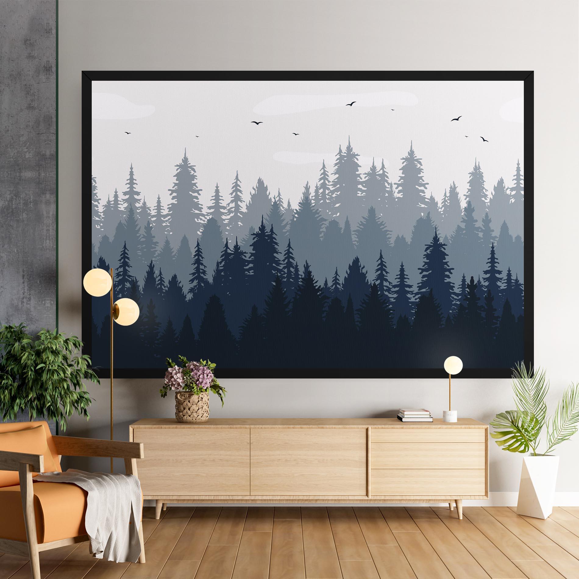 Tablou Canvas Foggy Blue Forest mockup 9