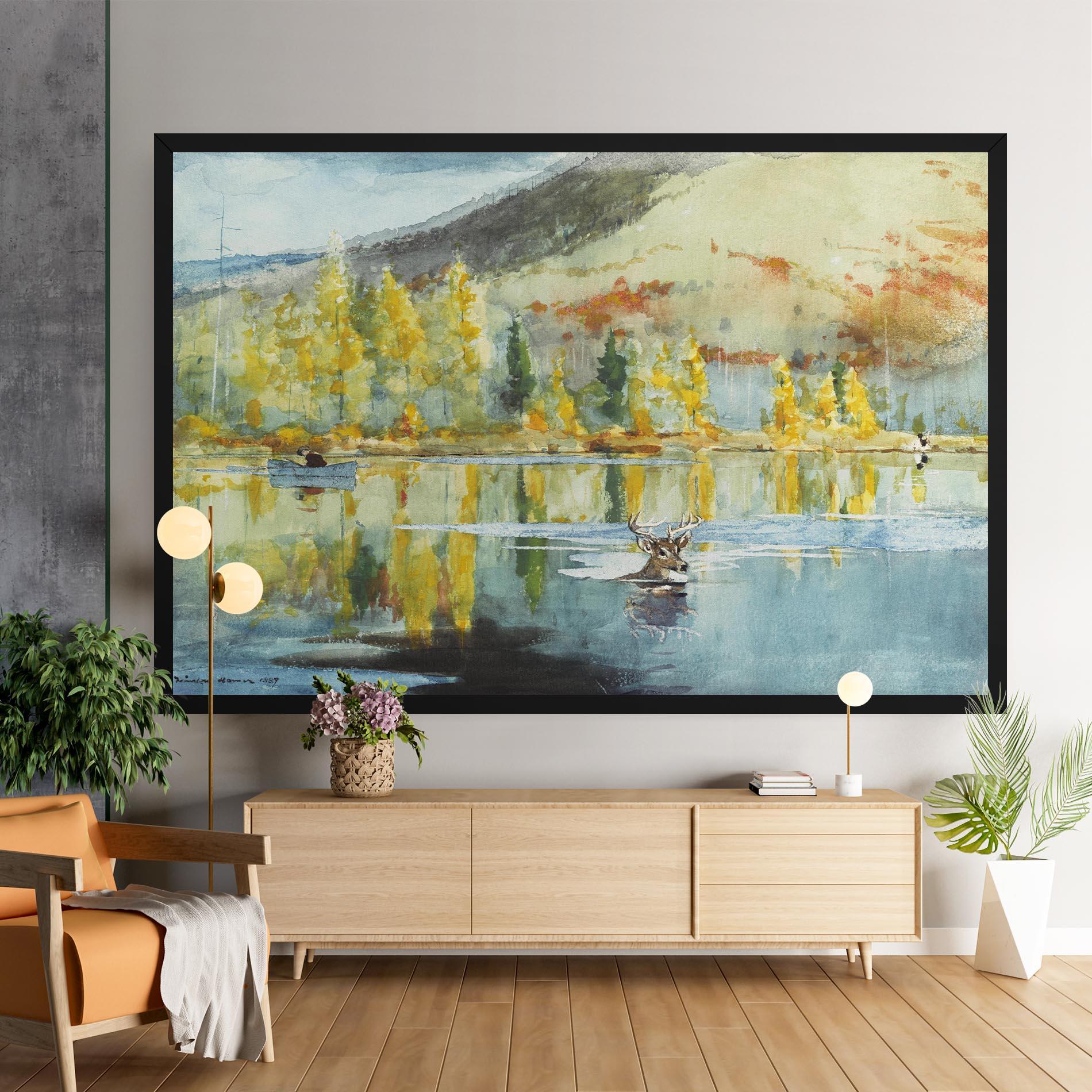 Tablou Canvas Trees Painting Lake mockup 9