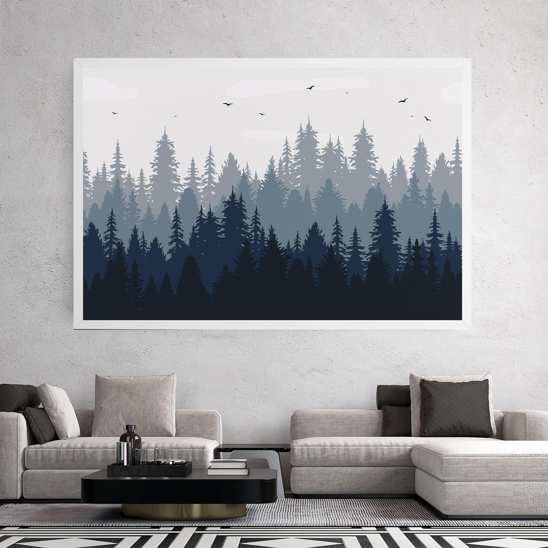 Tablou Canvas Foggy Blue Forest mockup 2