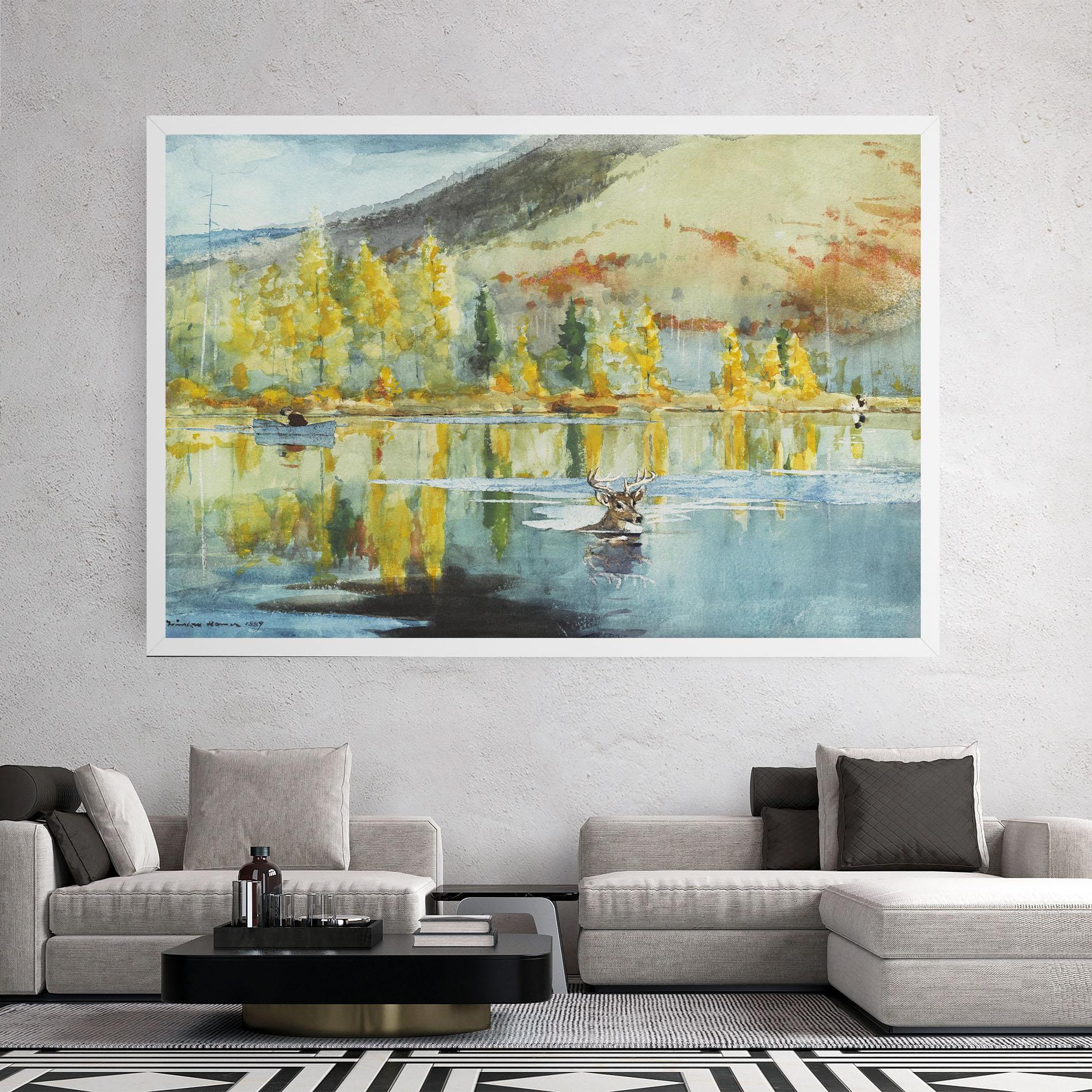 Tablou Canvas Trees Painting Lake mockup 2