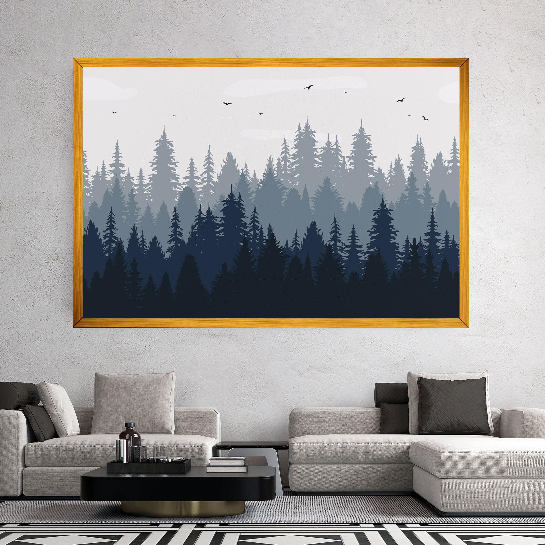 Tablou Canvas Foggy Blue Forest mockup 2