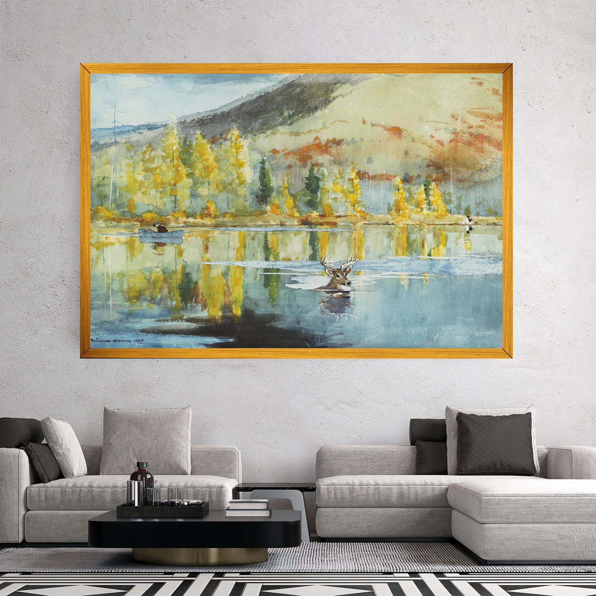 Tablou Canvas Trees Painting Lake mockup 2