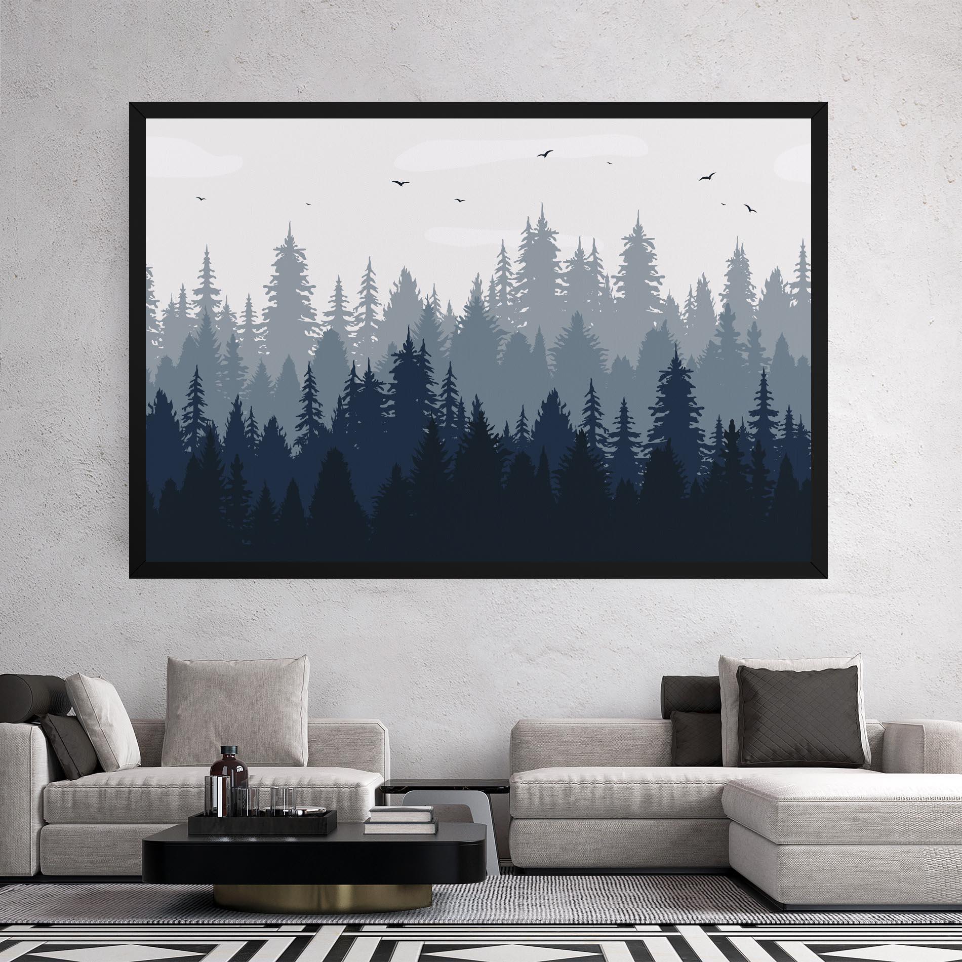 Tablou Canvas Foggy Blue Forest mockup 2