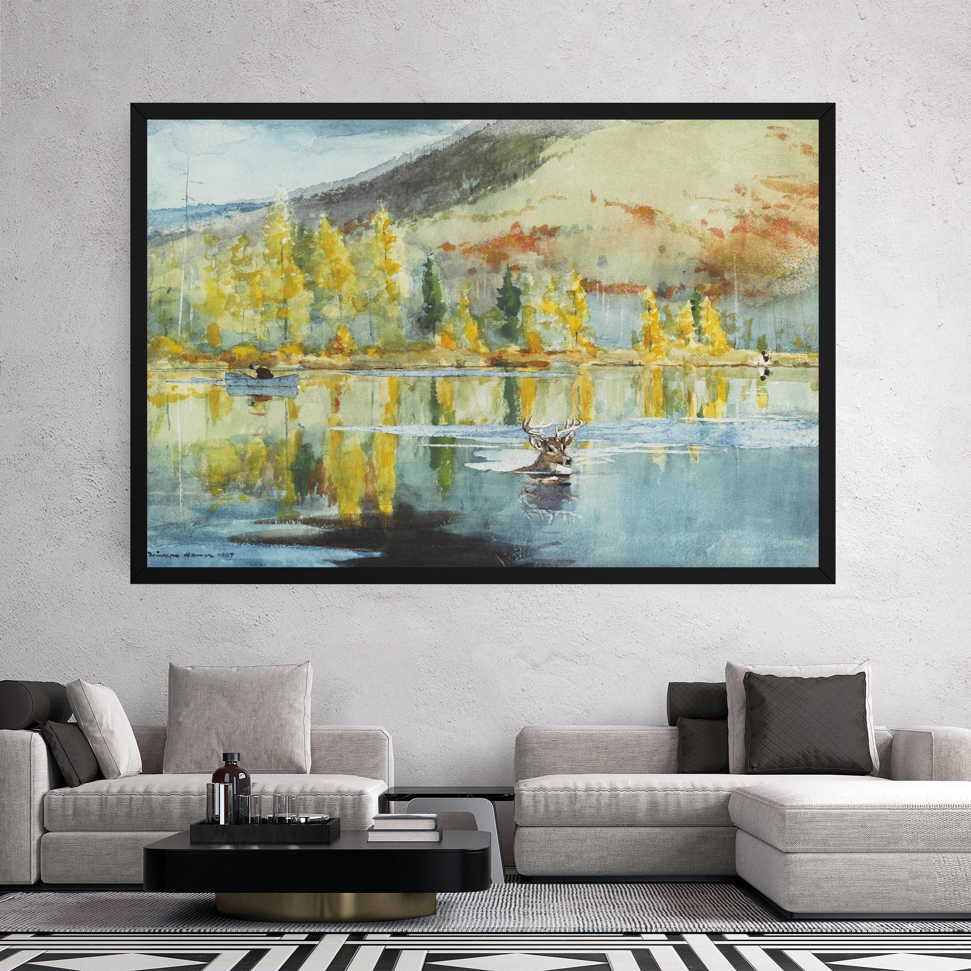 Tablou Canvas Trees Painting Lake mockup 2