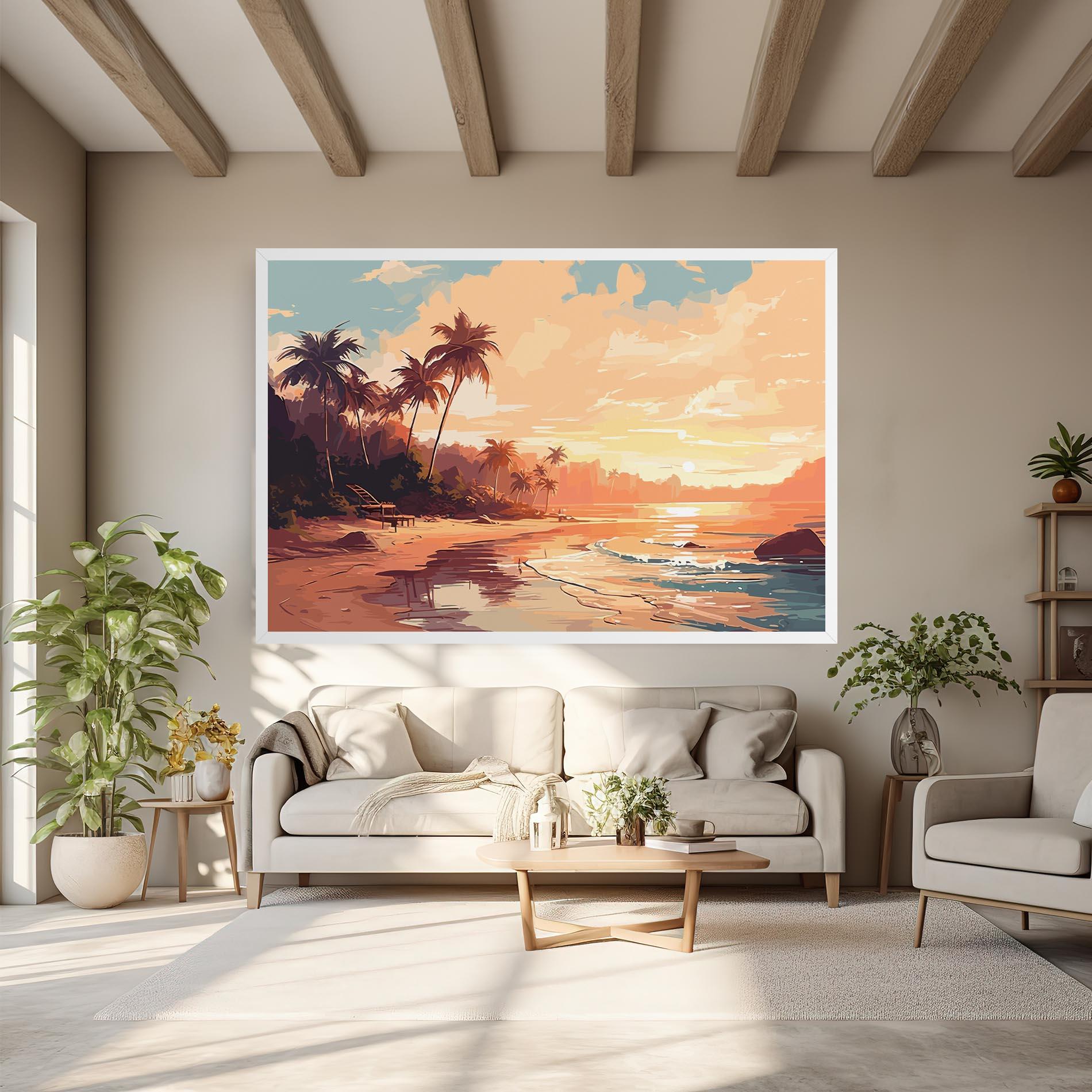 Tablou Canvas Blue Orange Beach mockup 6