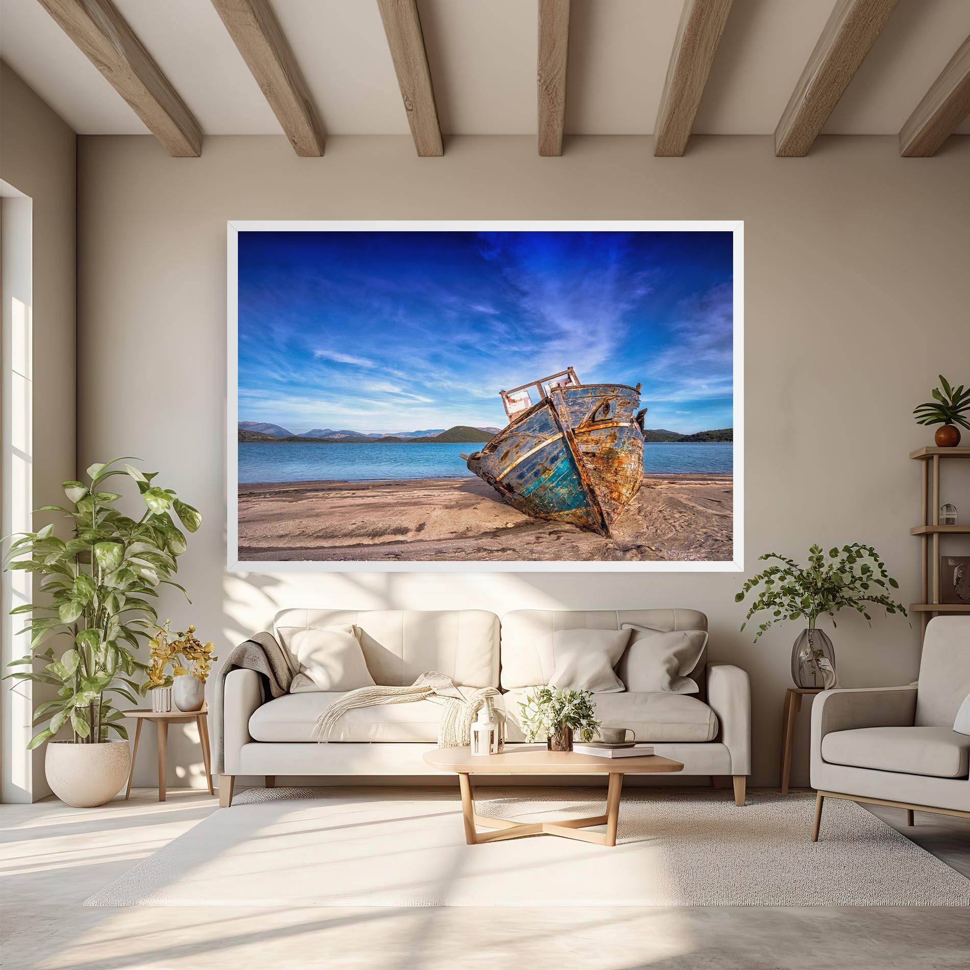 Tablou Canvas Boat Blue Sky mockup 6