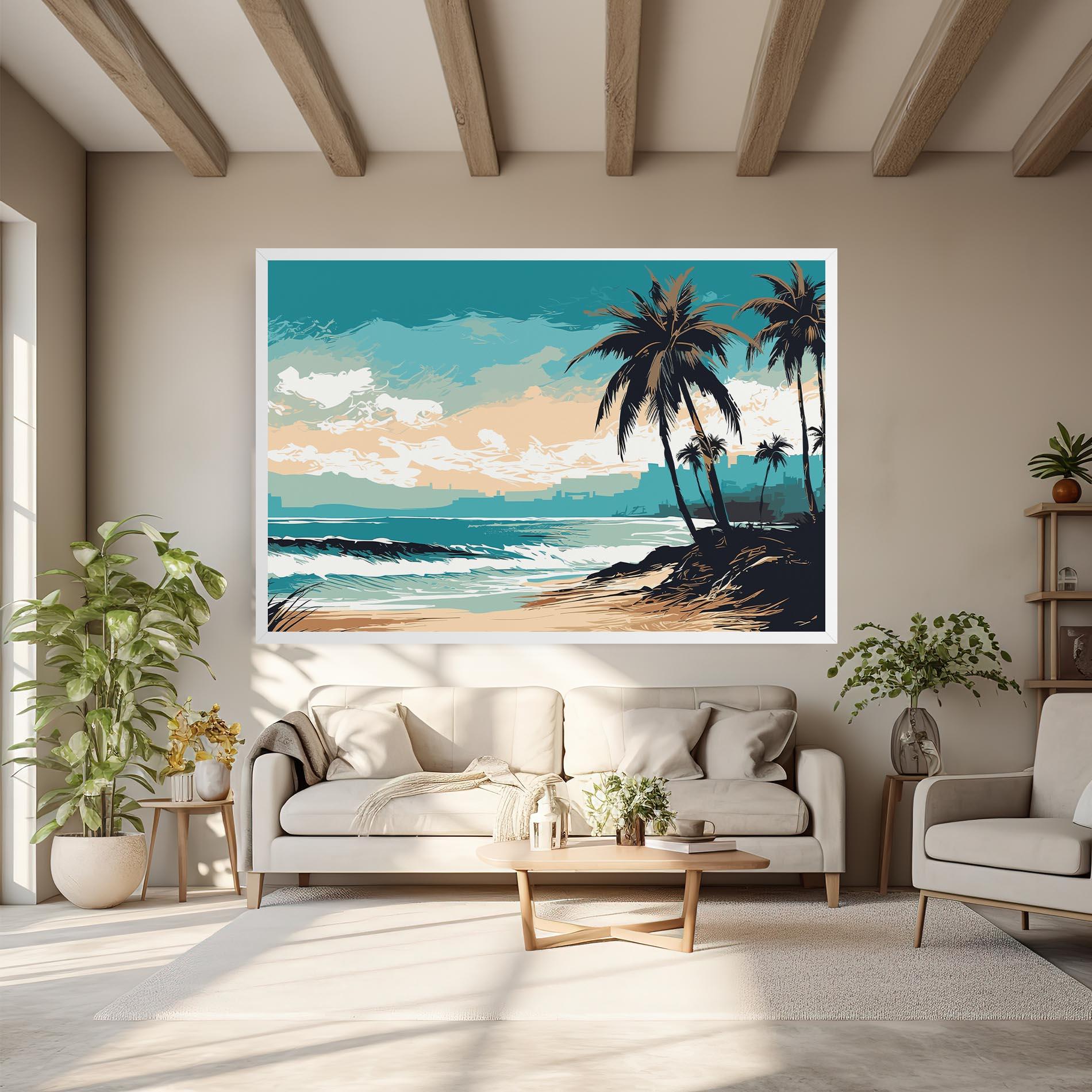 Tablou Canvas Cream Blue Beach mockup 6