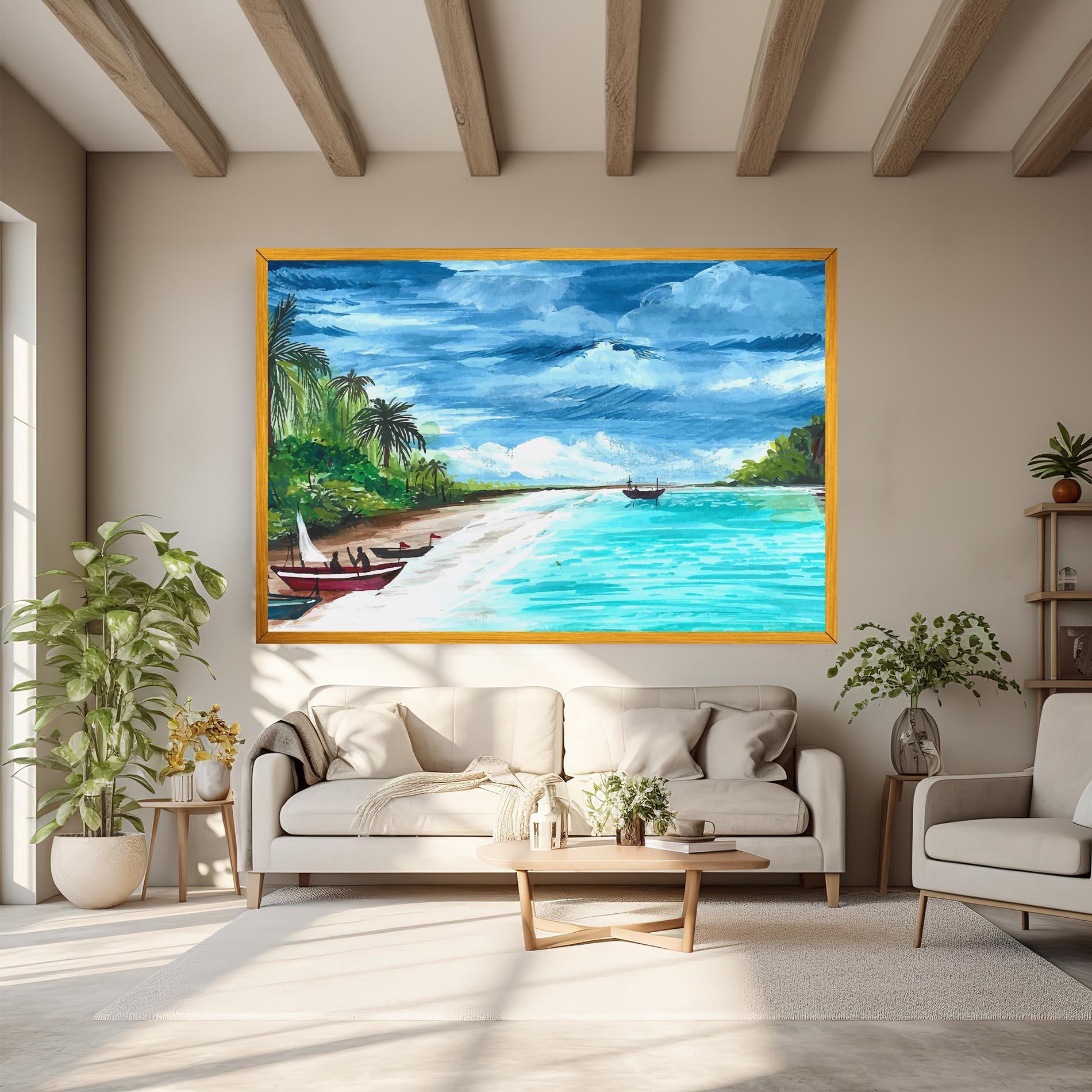 Tablou Canvas Beach Painting Art mockup 6
