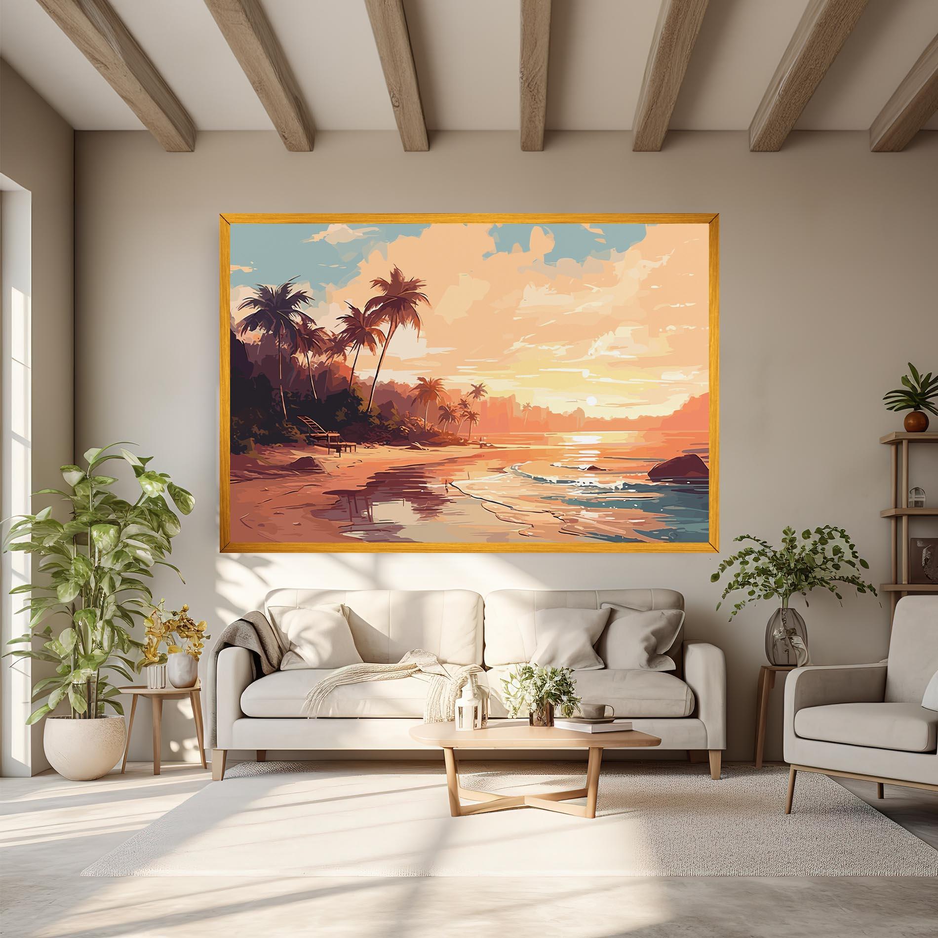 Tablou Canvas Blue Orange Beach mockup 6
