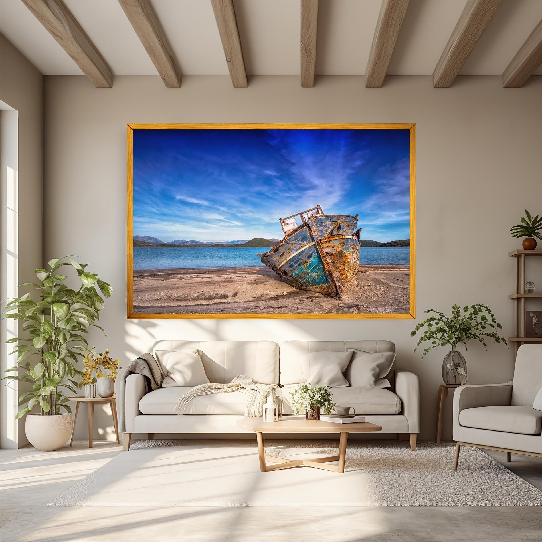 Tablou Canvas Boat Blue Sky mockup 6