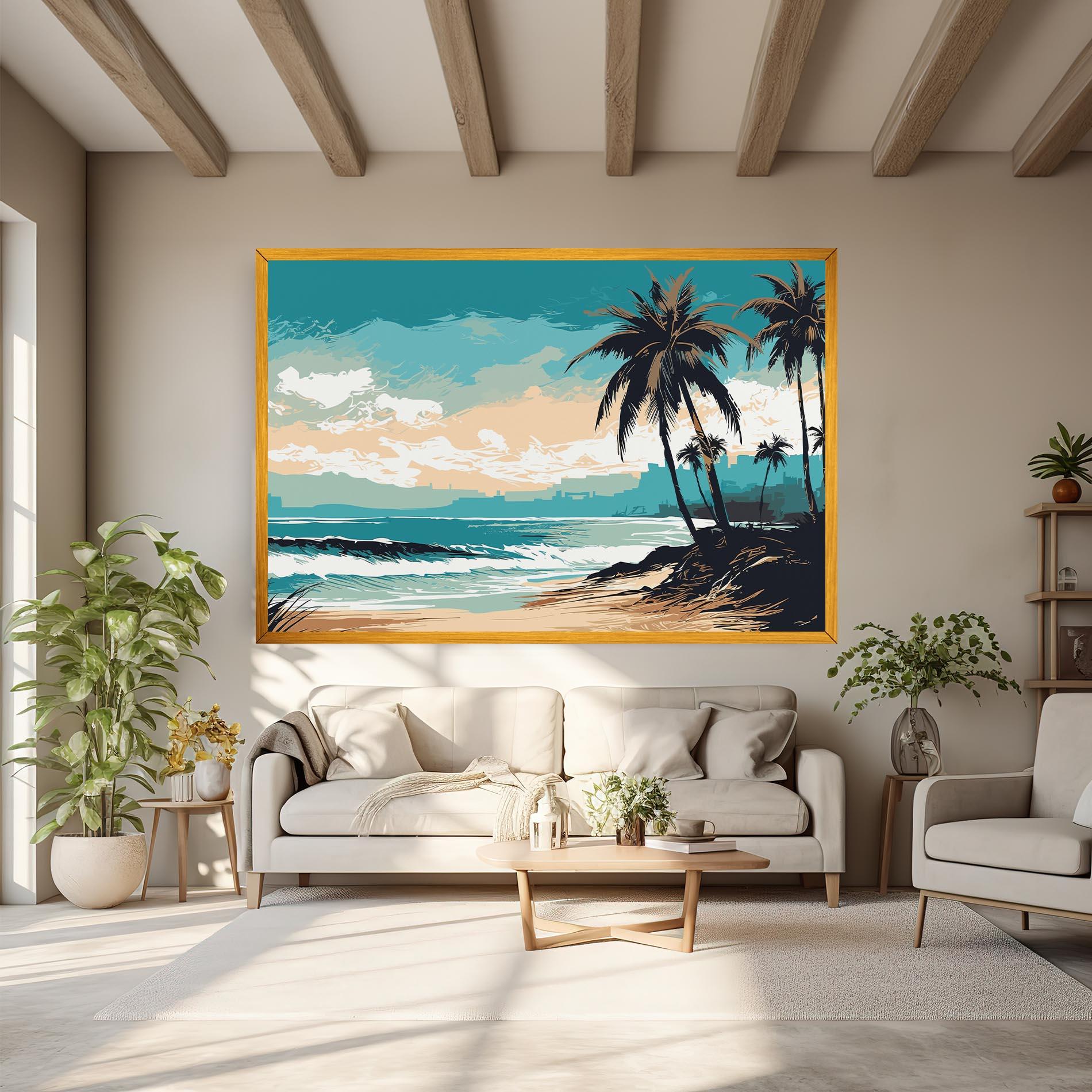 Tablou Canvas Cream Blue Beach mockup 6