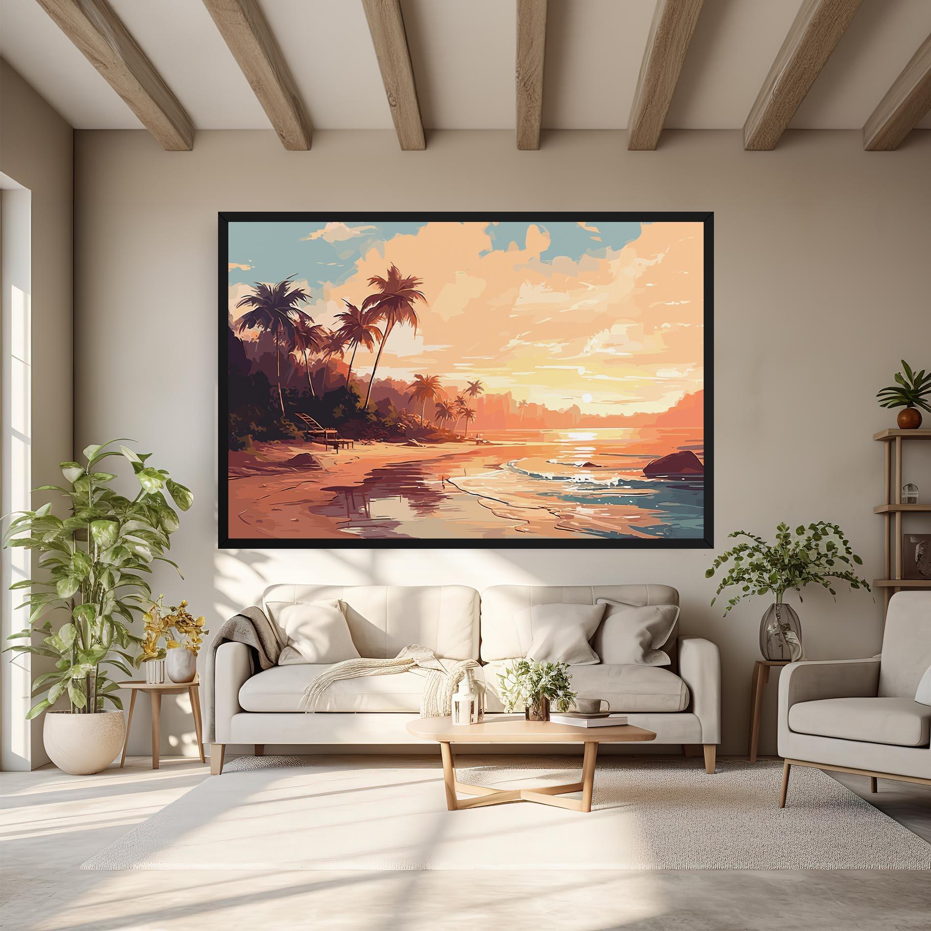Tablou Canvas Blue Orange Beach mockup 6