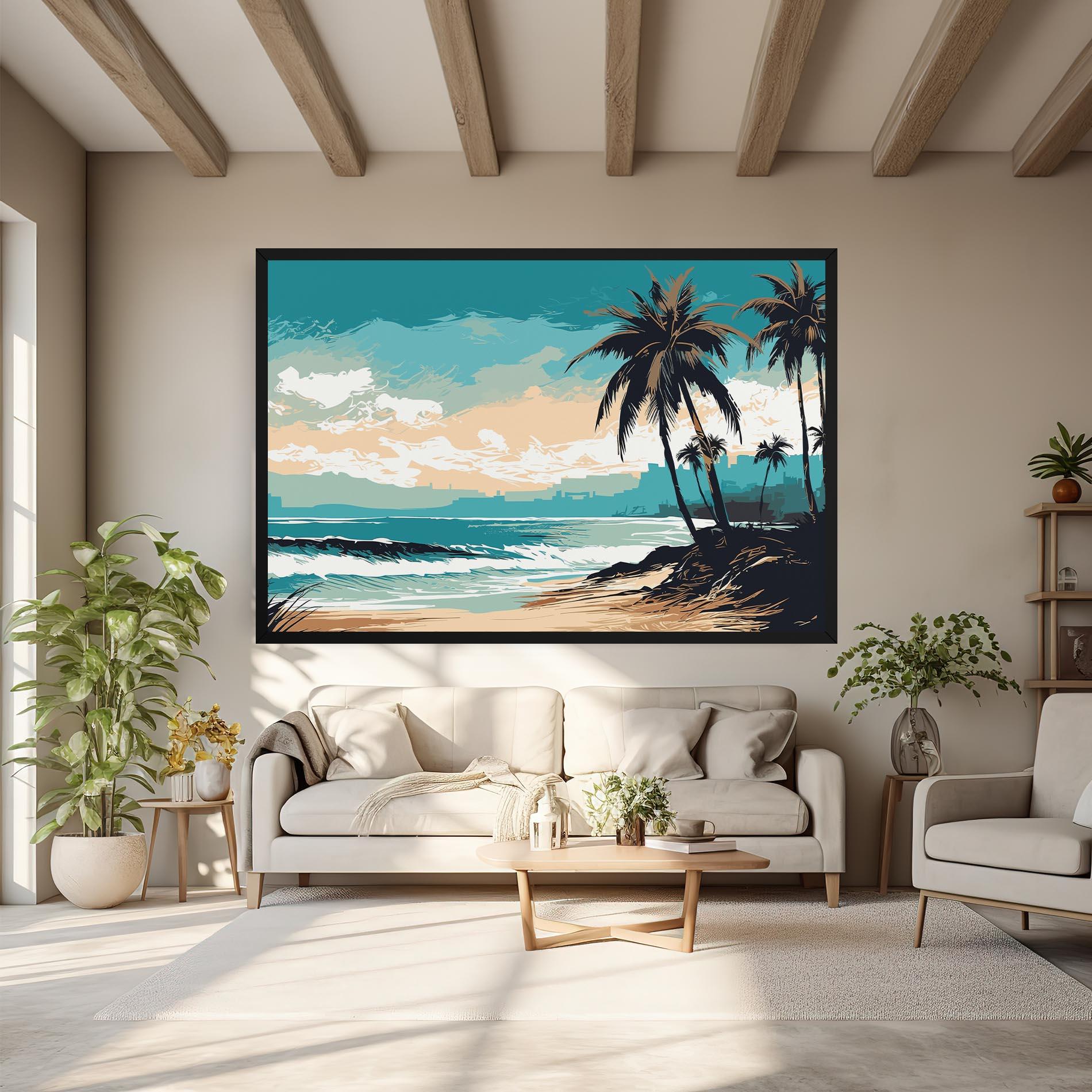 Tablou Canvas Cream Blue Beach mockup 6