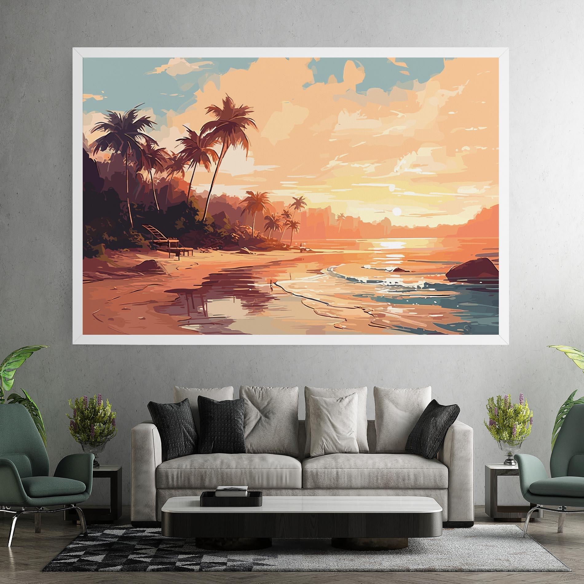 Tablou Canvas Blue Orange Beach mockup 7
