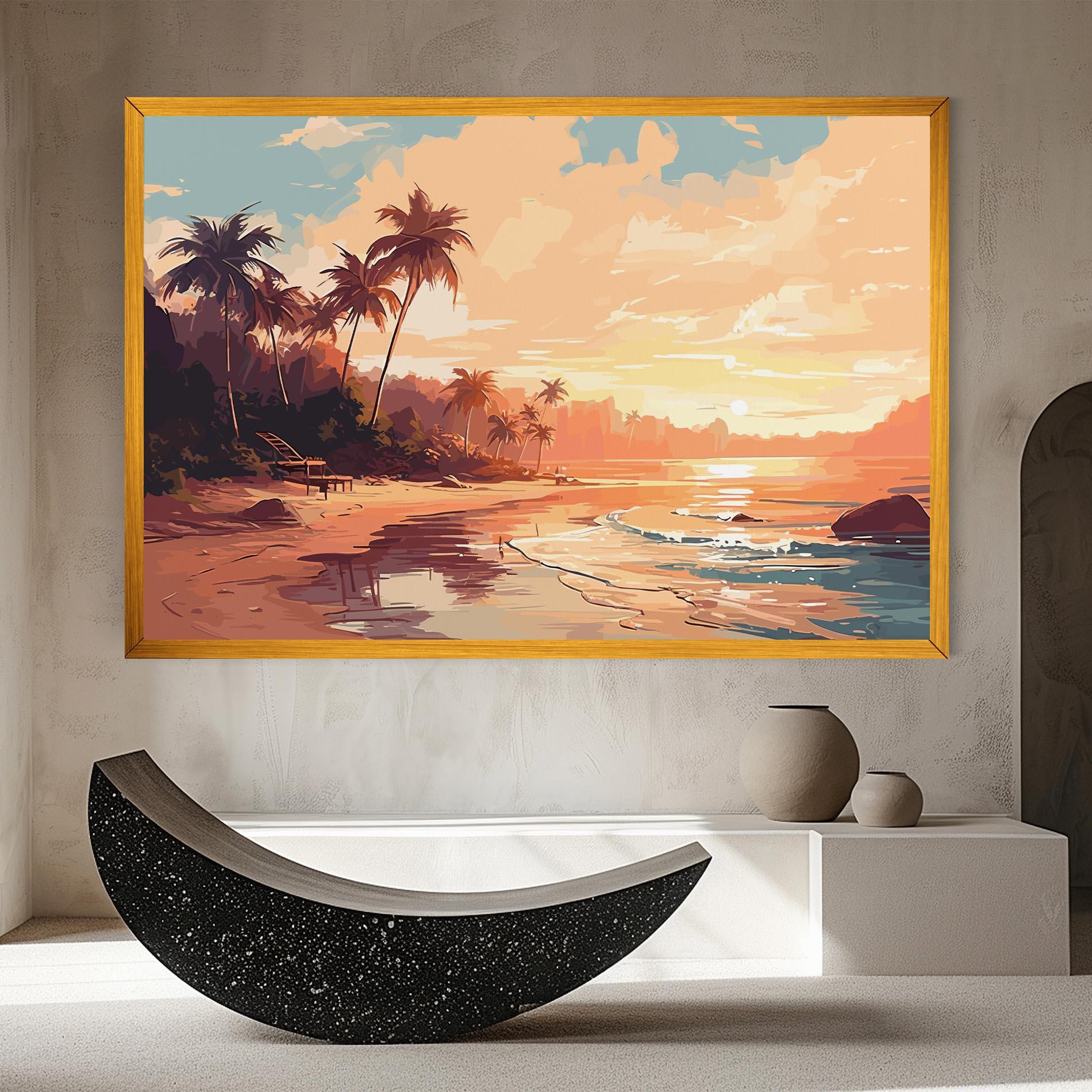 Tablou Canvas Blue Orange Beach mockup 8