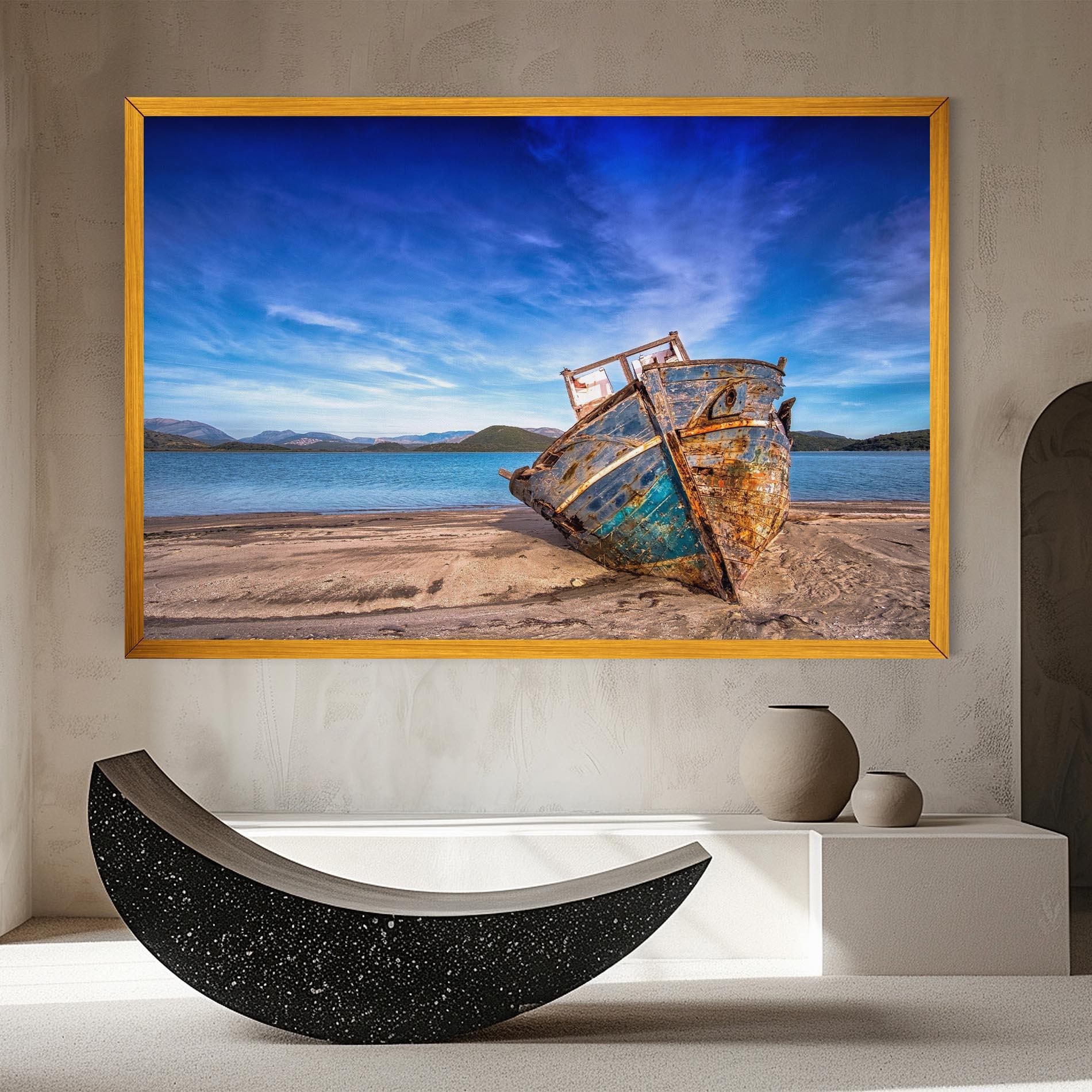 Tablou Canvas Boat Blue Sky mockup 8