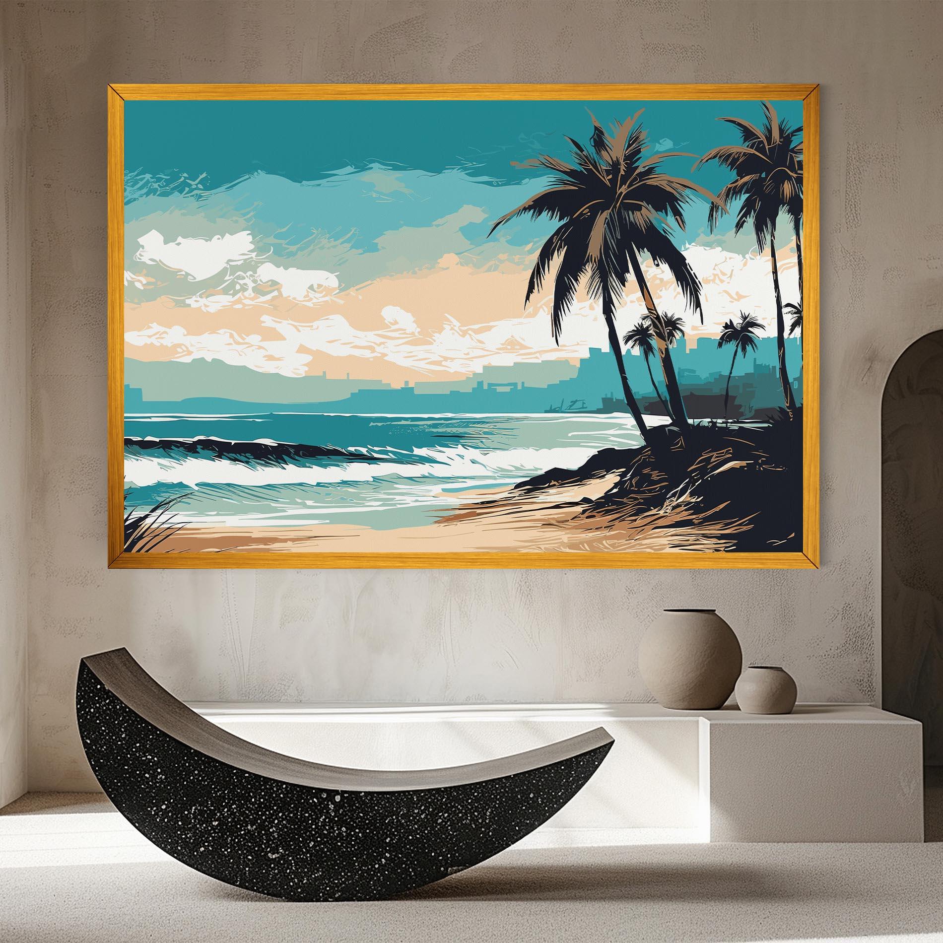 Tablou Canvas Cream Blue Beach mockup 8