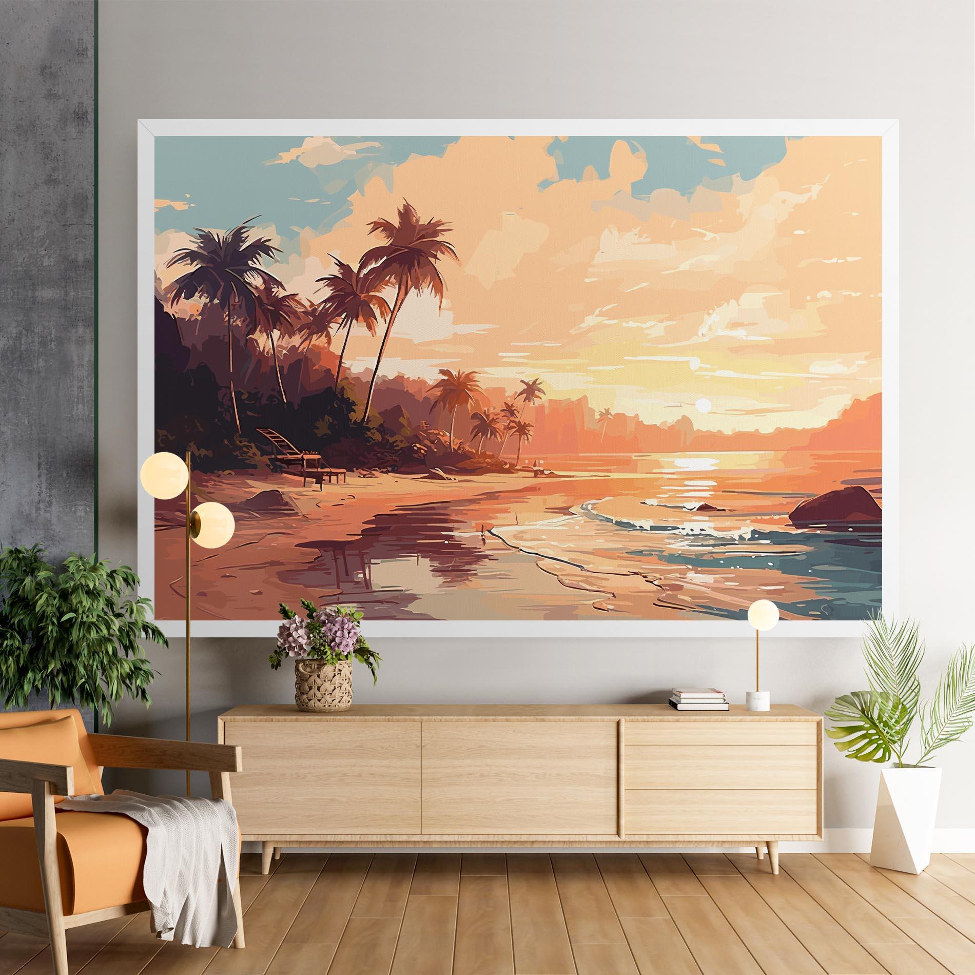 Tablou Canvas Blue Orange Beach mockup 9