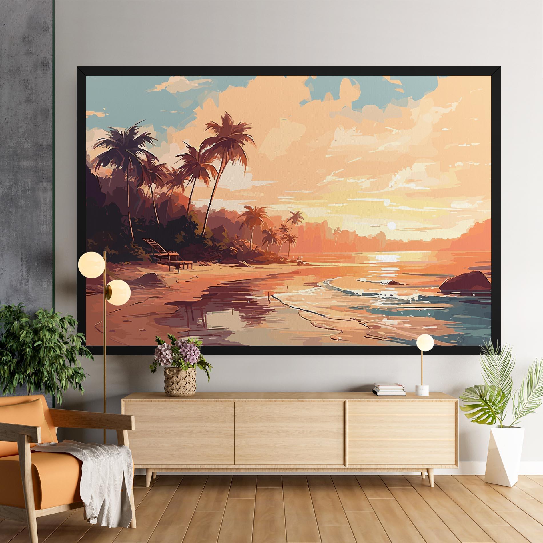 Tablou Canvas Blue Orange Beach mockup 9