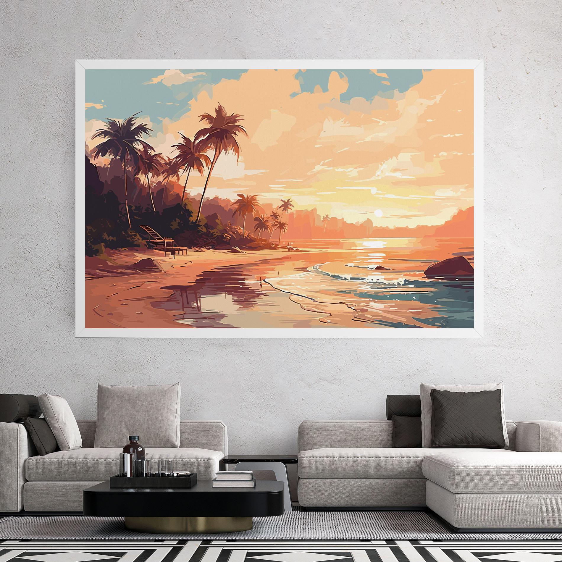 Tablou Canvas Blue Orange Beach mockup 2