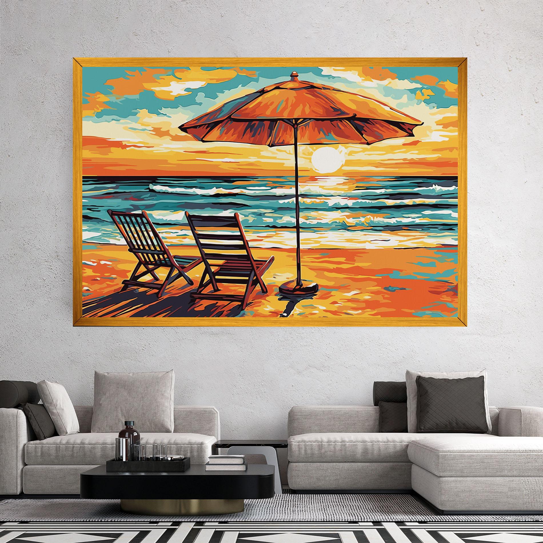 Tablou Canvas Chair Sunset View mockup 2