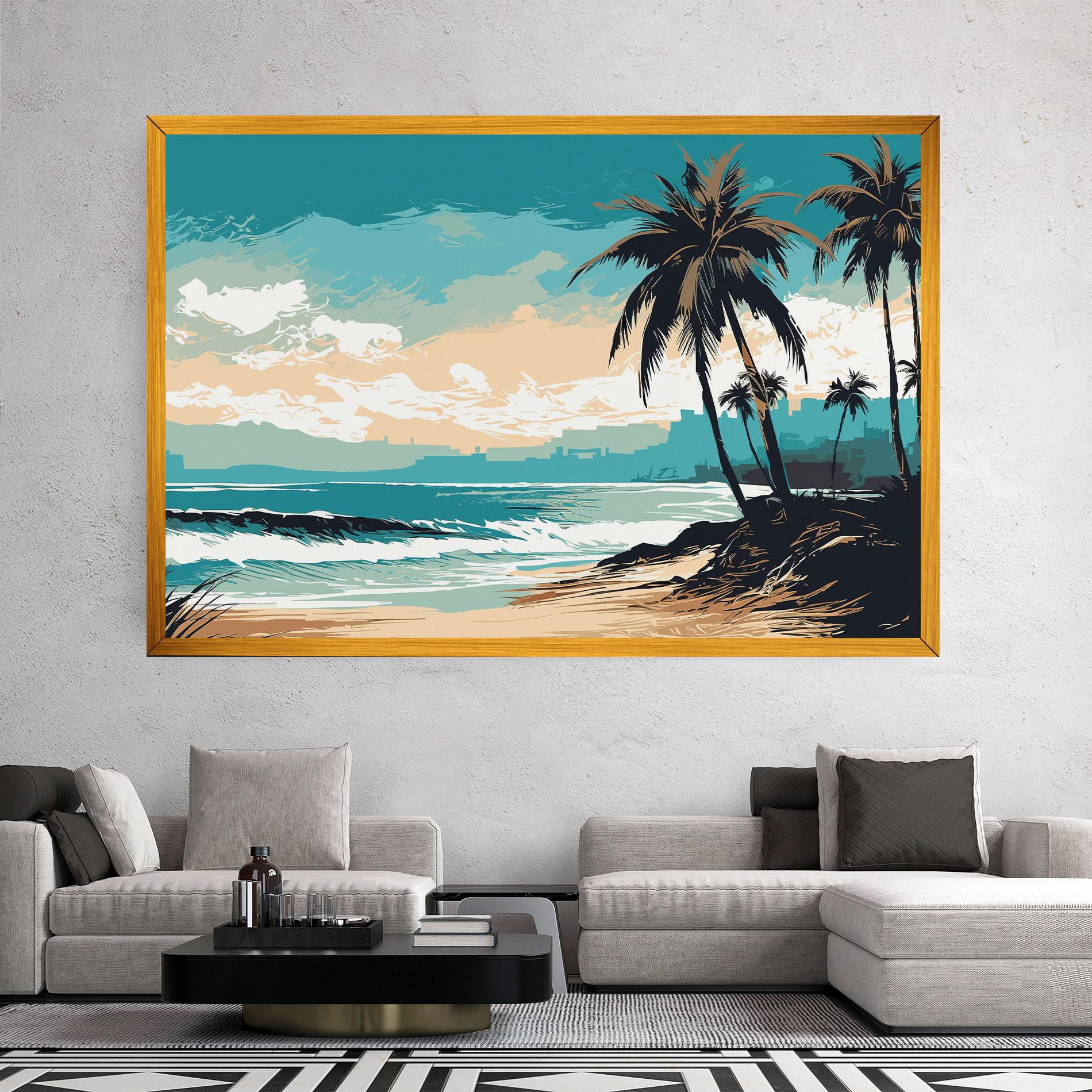 Tablou Canvas Cream Blue Beach mockup 2