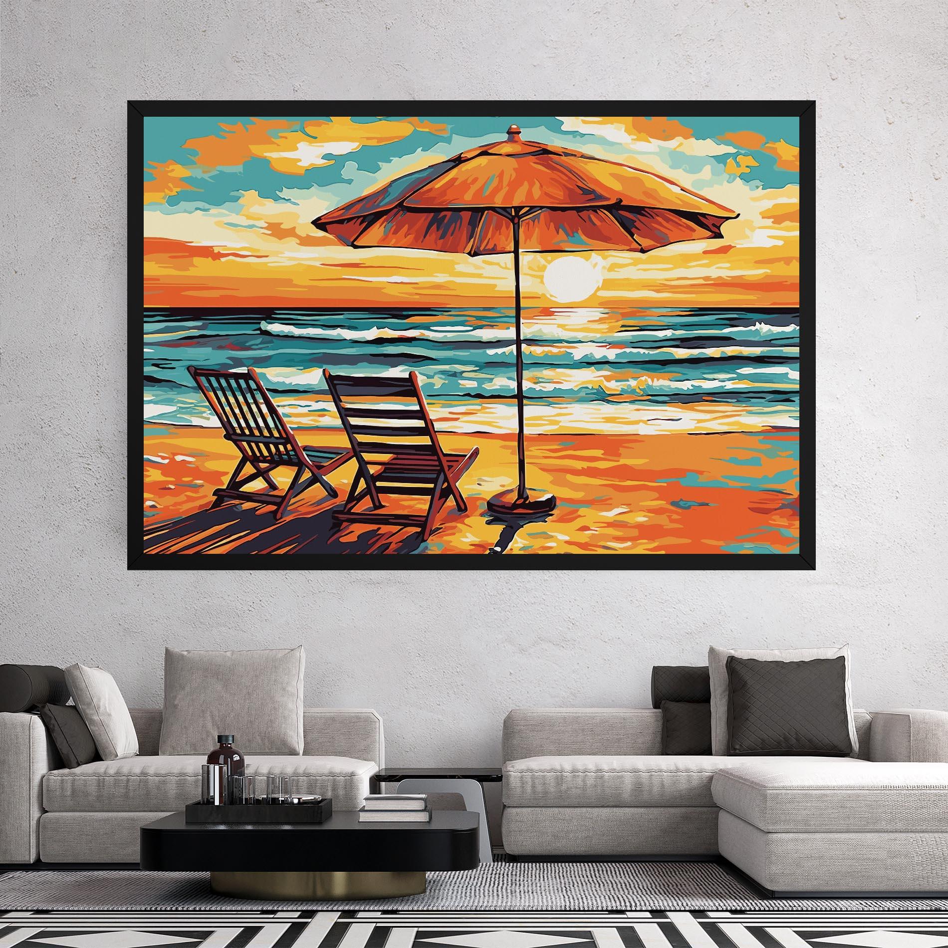 Tablou Canvas Chair Sunset View mockup 2
