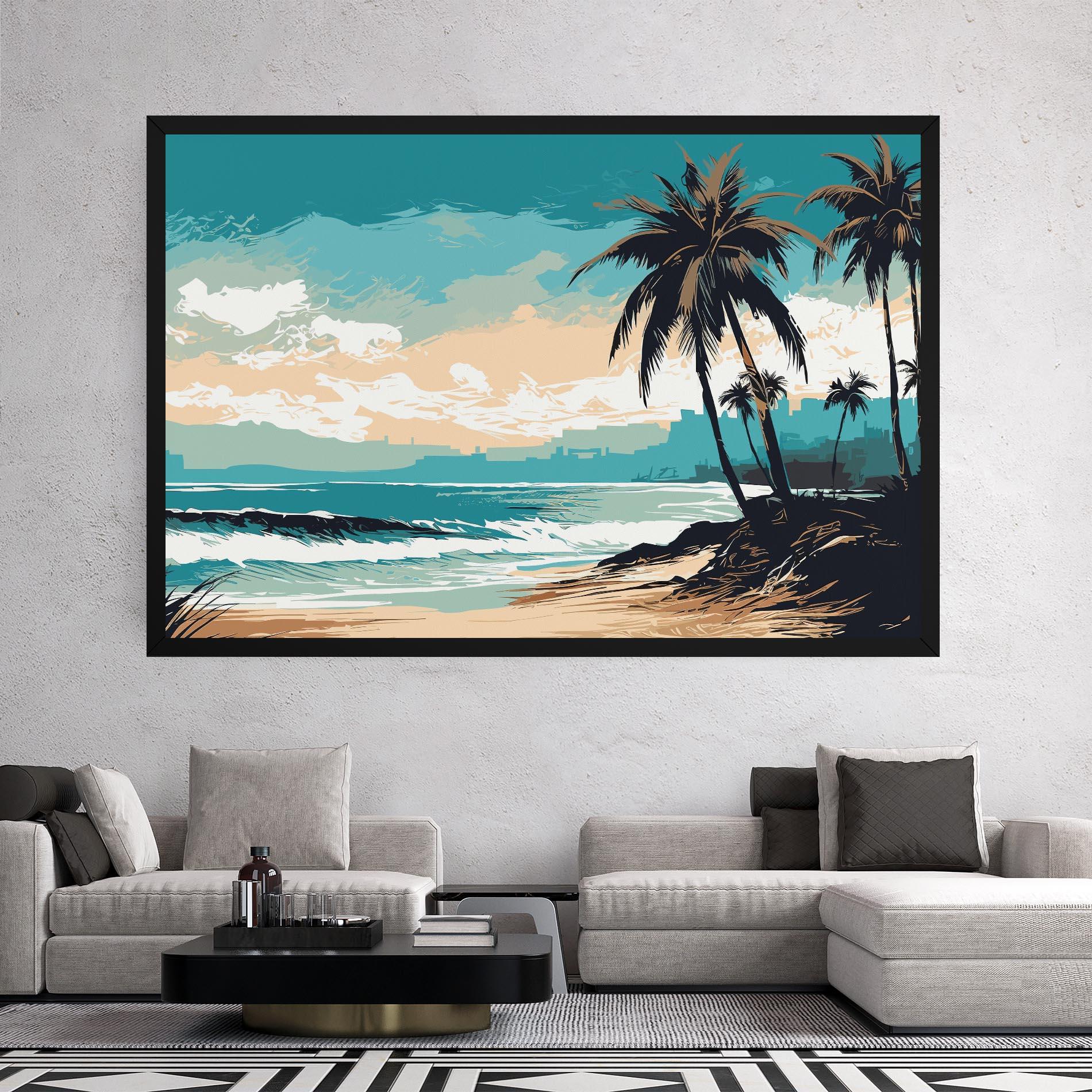 Tablou Canvas Cream Blue Beach mockup 2