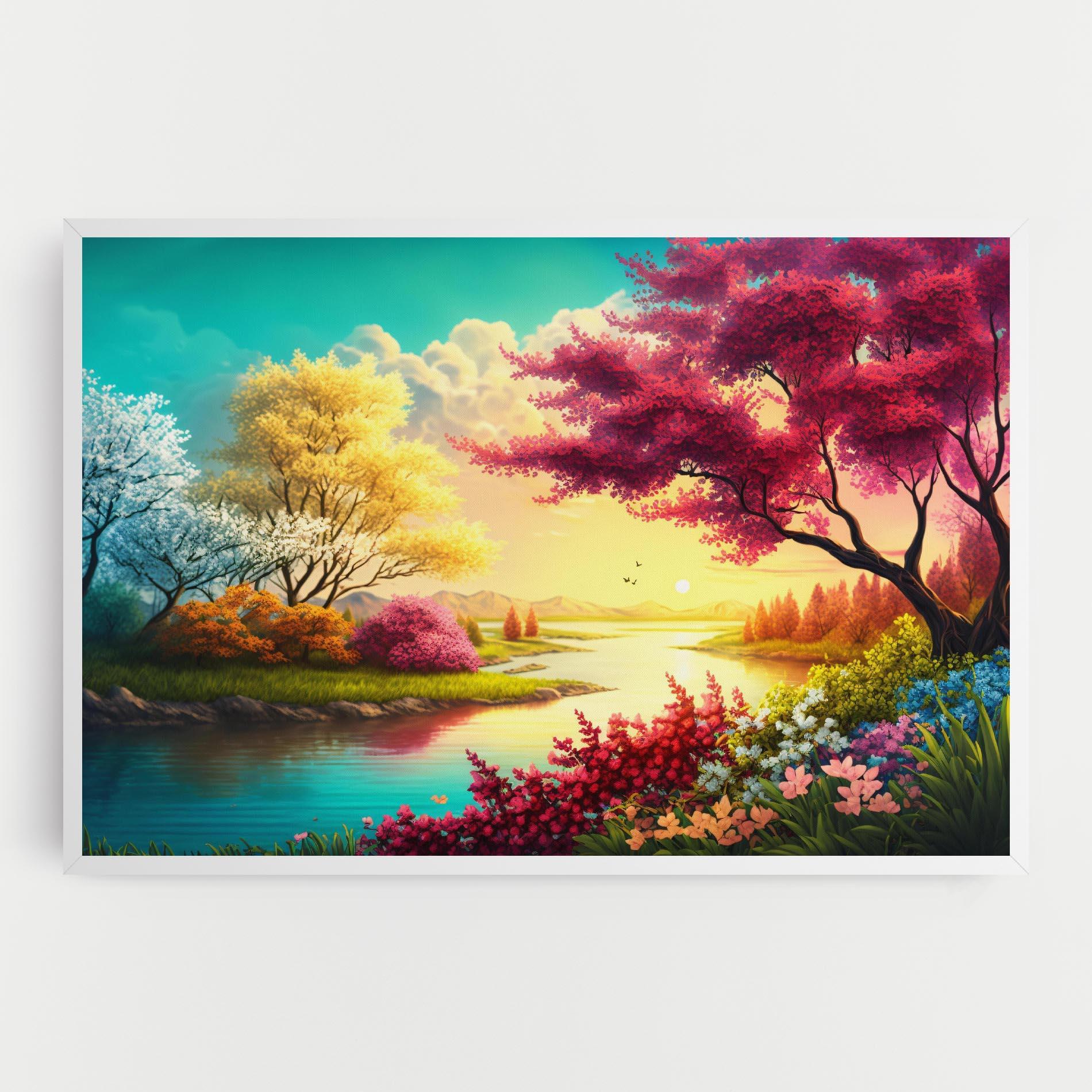 Tablou Canvas Pink Yellow Trees mockup 0