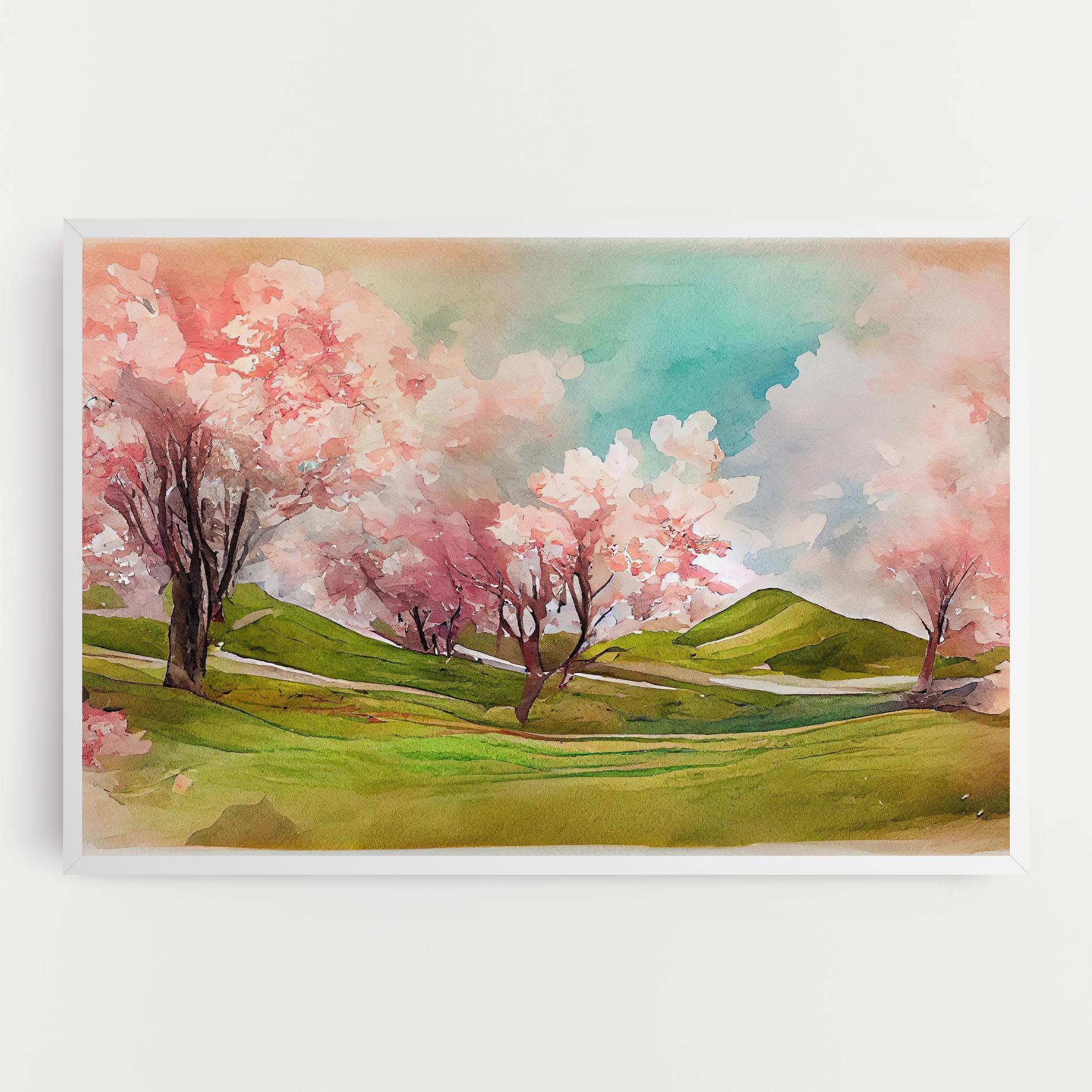 Tablou Canvas Spring Trees Painting mockup 0