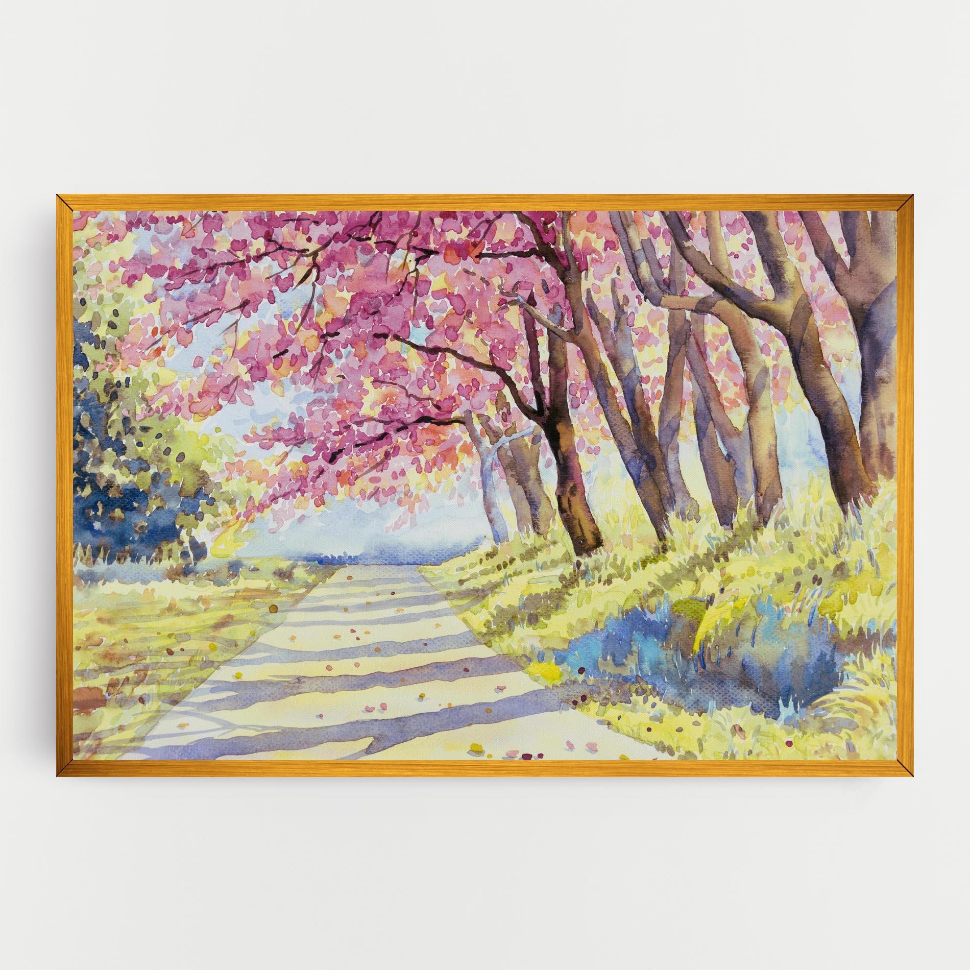 Tablou Canvas Watercolor Spring Landscape mockup 0