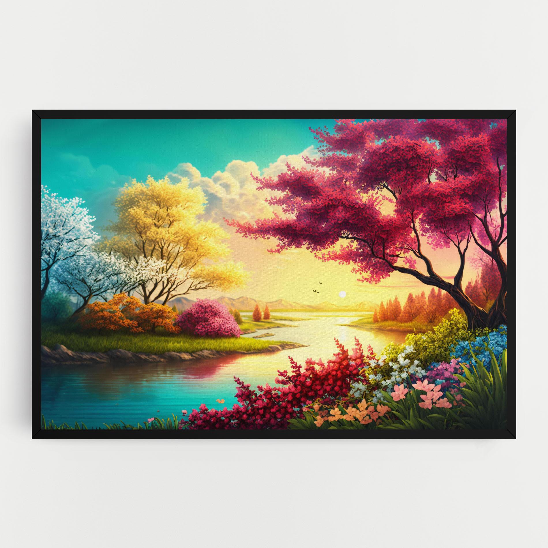 Tablou Canvas Pink Yellow Trees mockup 0