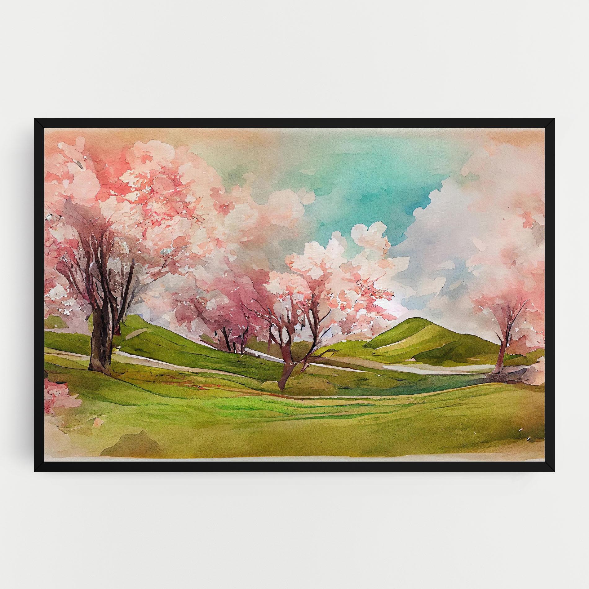 Tablou Canvas Spring Trees Painting mockup 0