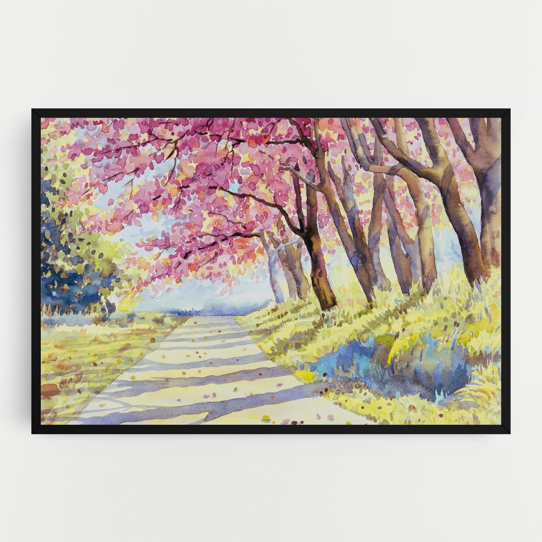 Tablou Canvas Watercolor Spring Landscape mockup 0